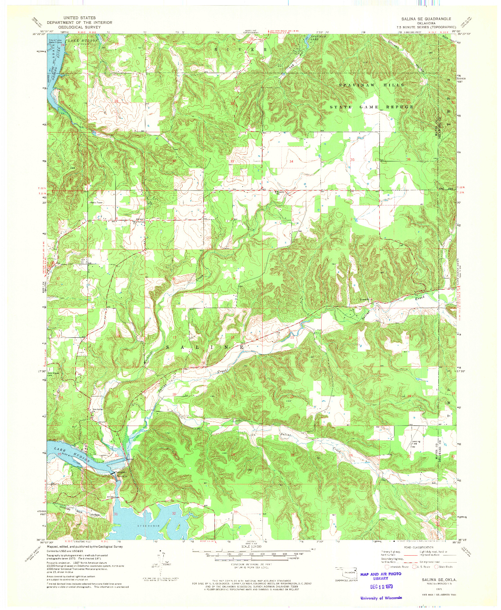 USGS 1:24000-SCALE QUADRANGLE FOR SALINA SE, OK 1971