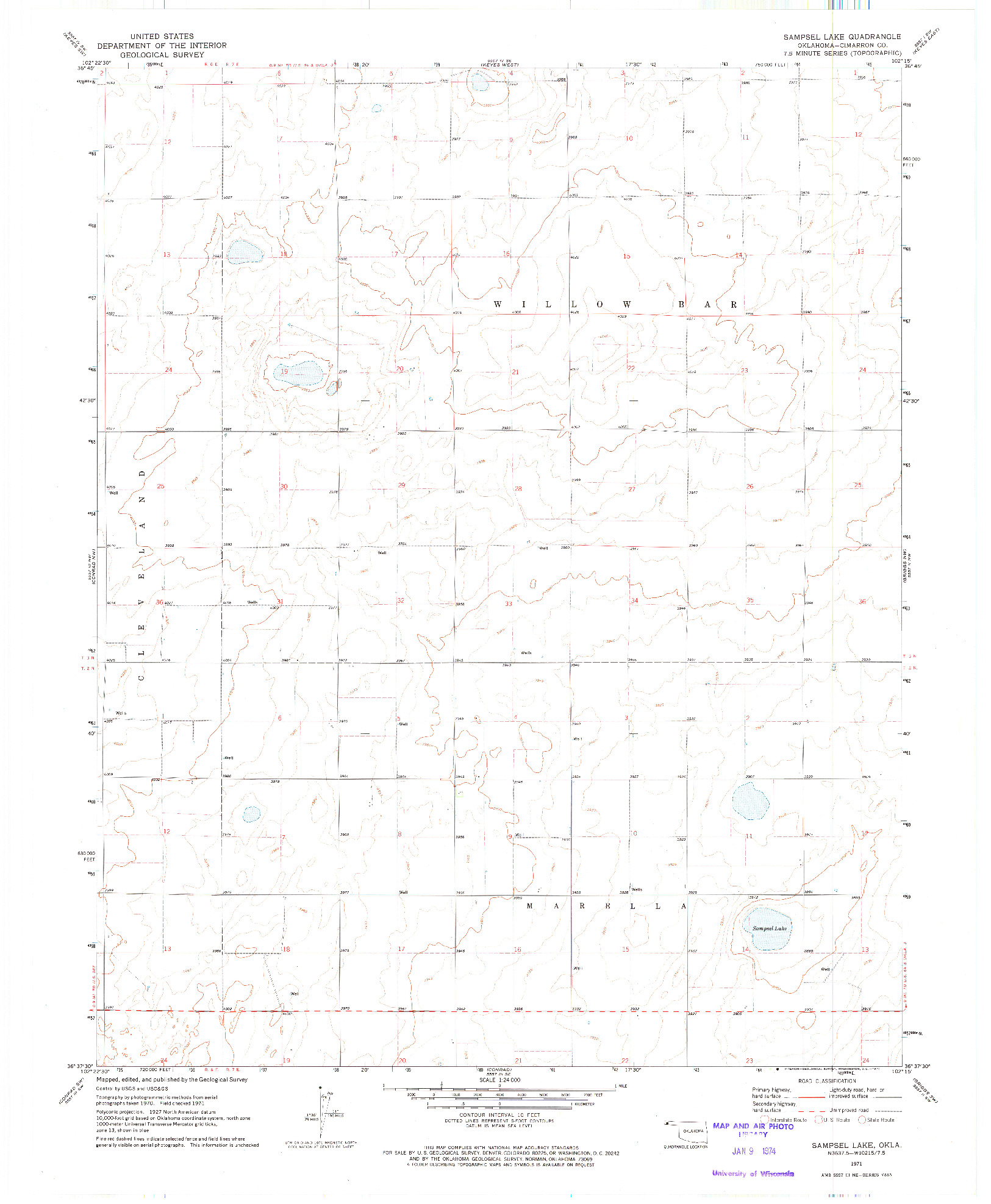 USGS 1:24000-SCALE QUADRANGLE FOR SAMPSEL LAKE, OK 1971