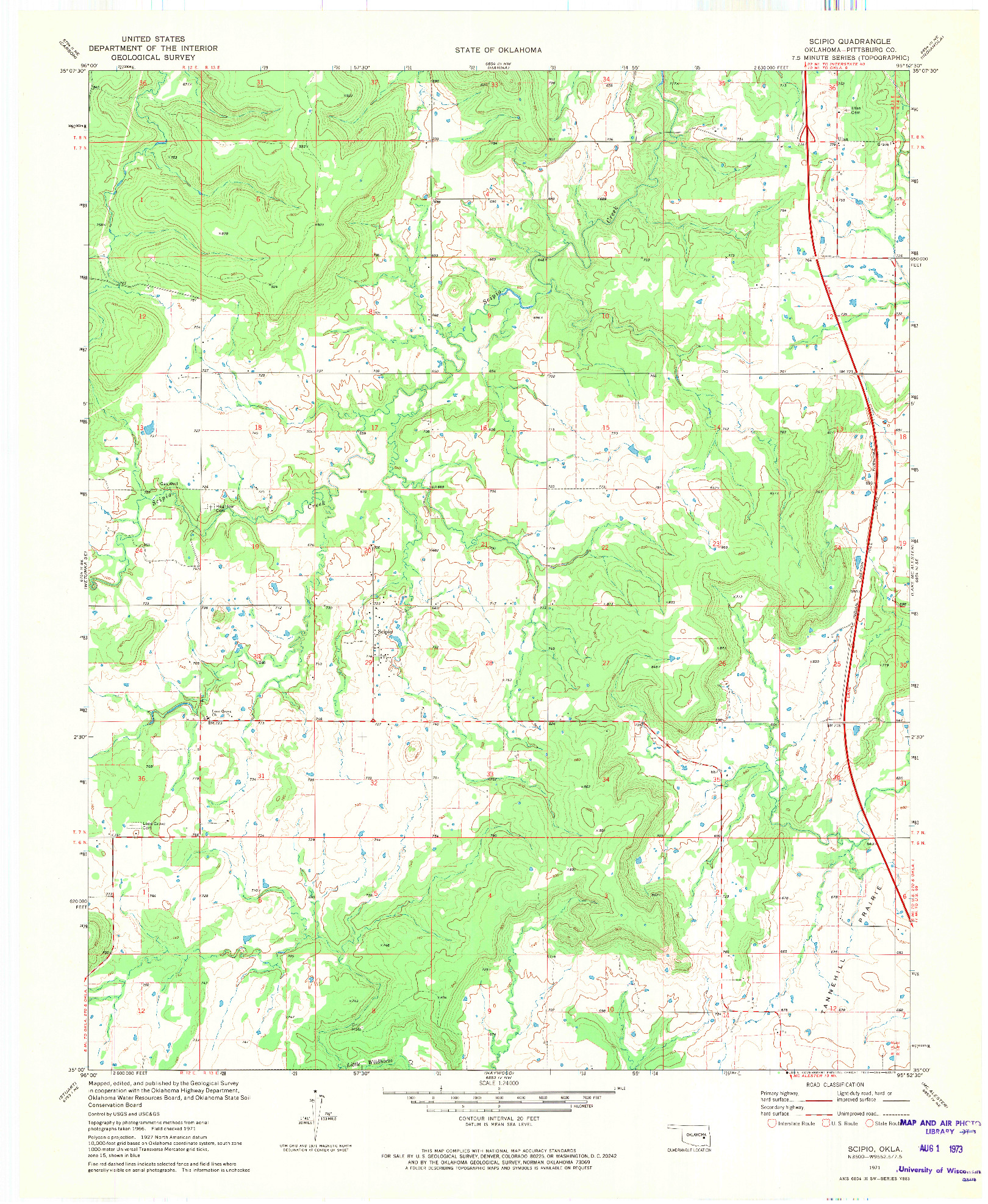 USGS 1:24000-SCALE QUADRANGLE FOR SCIPIO, OK 1971