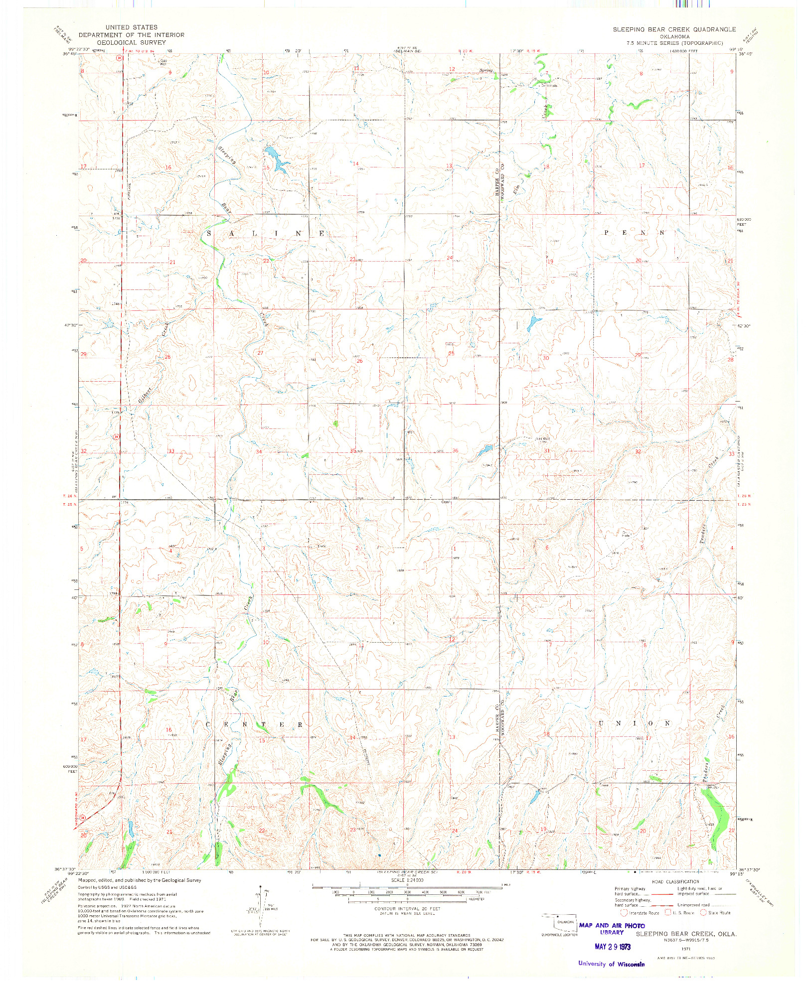 USGS 1:24000-SCALE QUADRANGLE FOR SLEEPING BEAR CREEK, OK 1971
