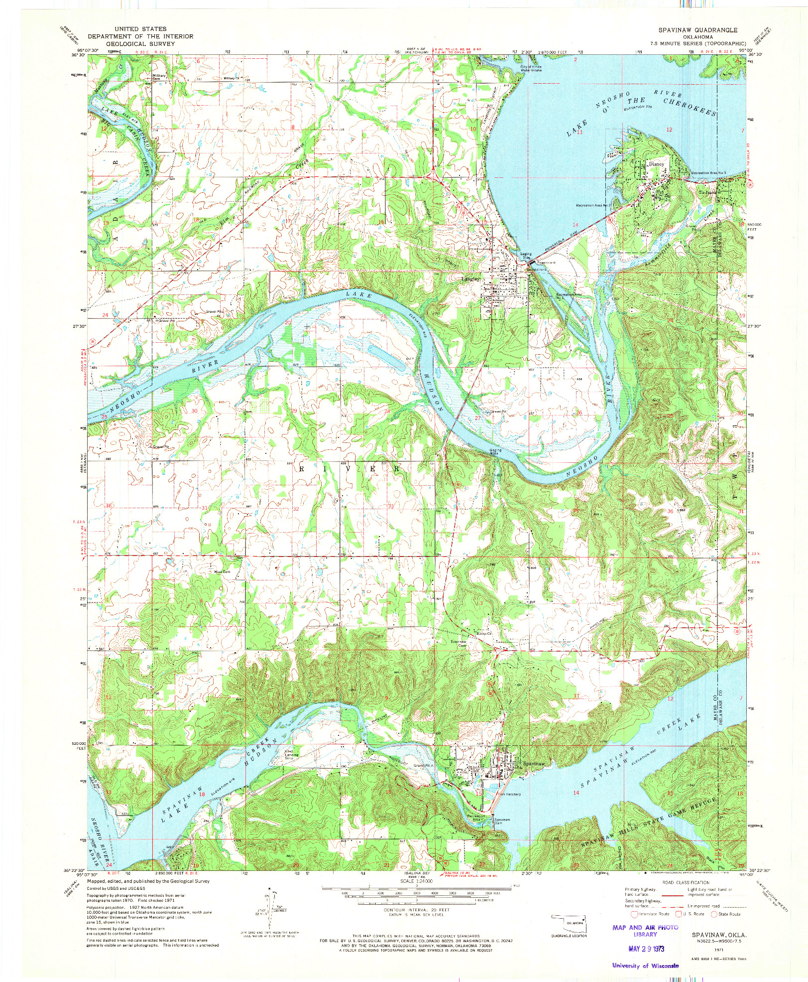 USGS 1:24000-SCALE QUADRANGLE FOR SPAVINAW, OK 1971