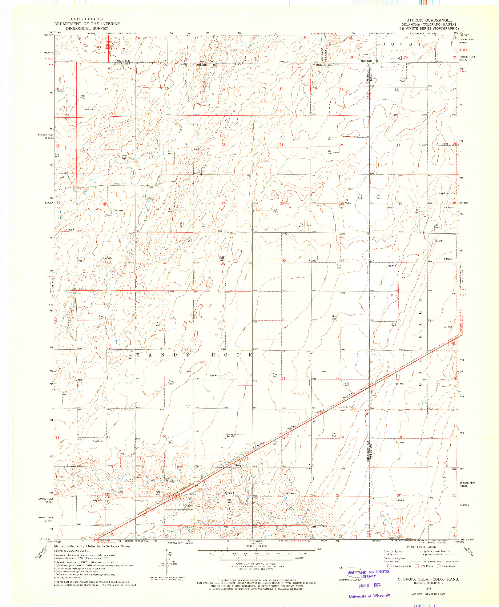 USGS 1:24000-SCALE QUADRANGLE FOR STURGIS, OK 1971