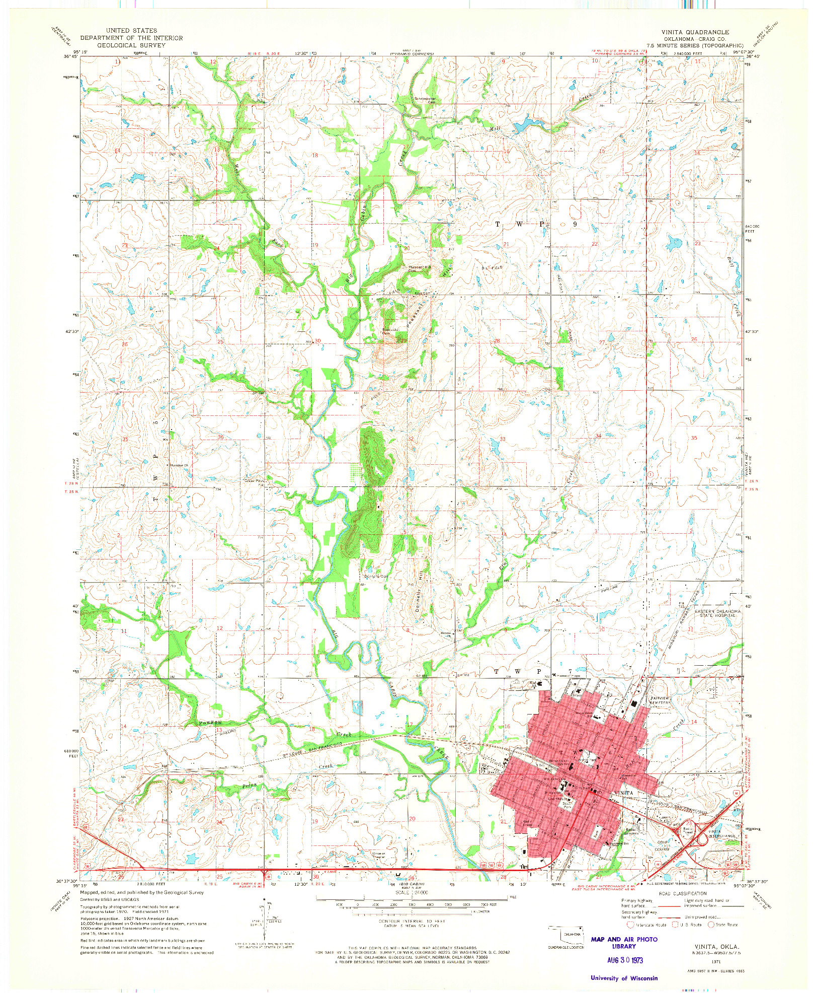 USGS 1:24000-SCALE QUADRANGLE FOR VINITA, OK 1971