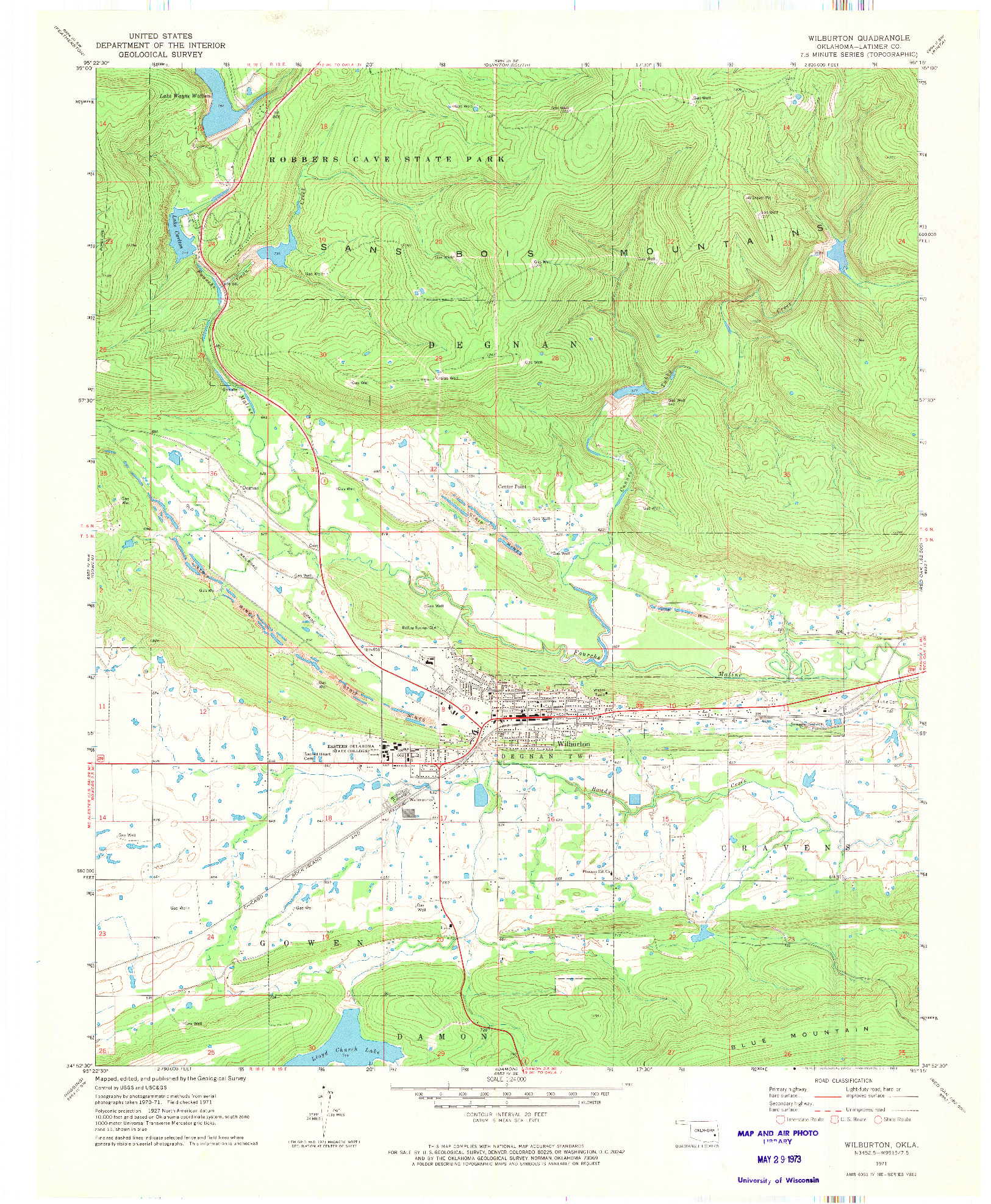 USGS 1:24000-SCALE QUADRANGLE FOR WILBURTON, OK 1971