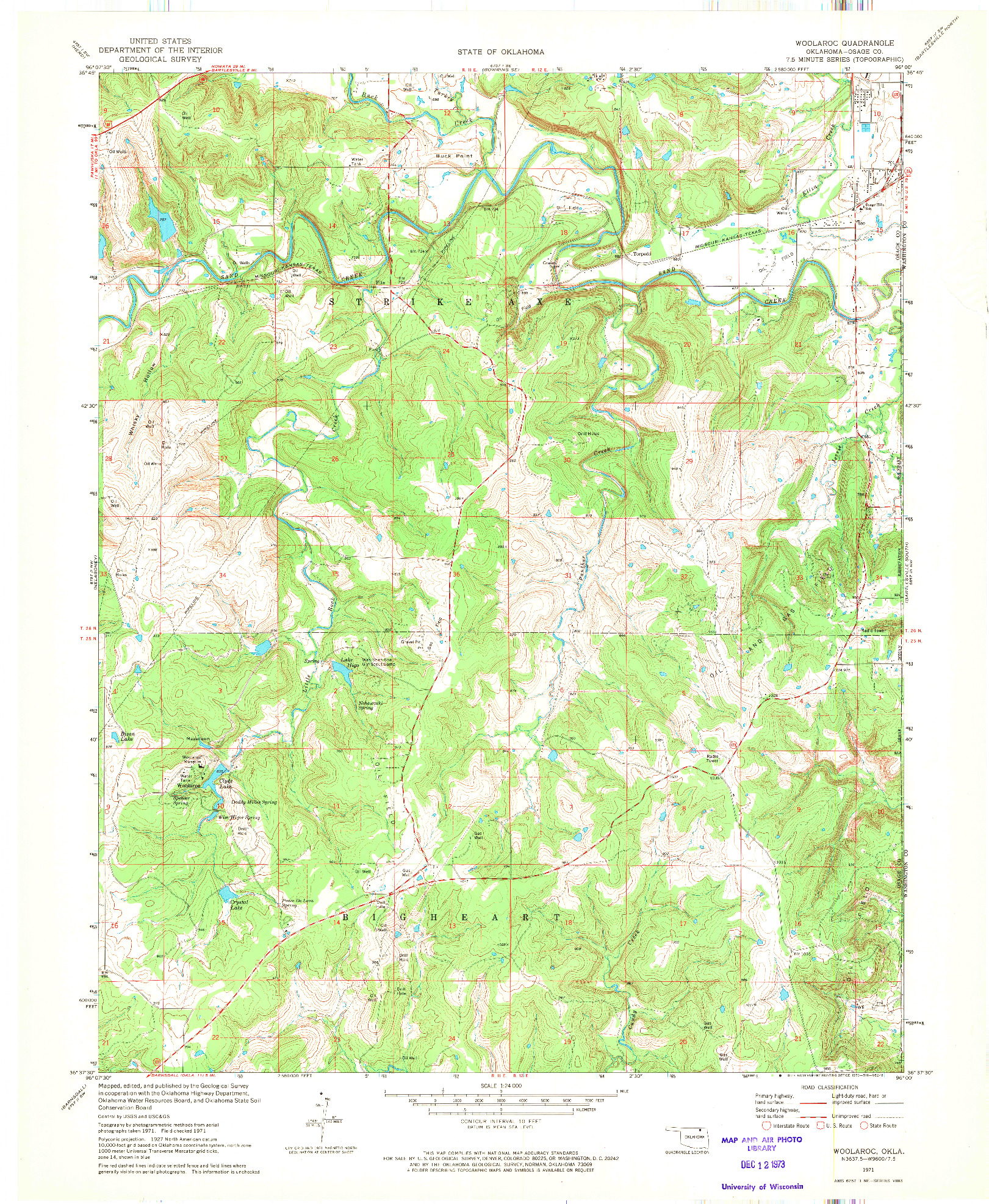 USGS 1:24000-SCALE QUADRANGLE FOR WOOLAROC, OK 1971