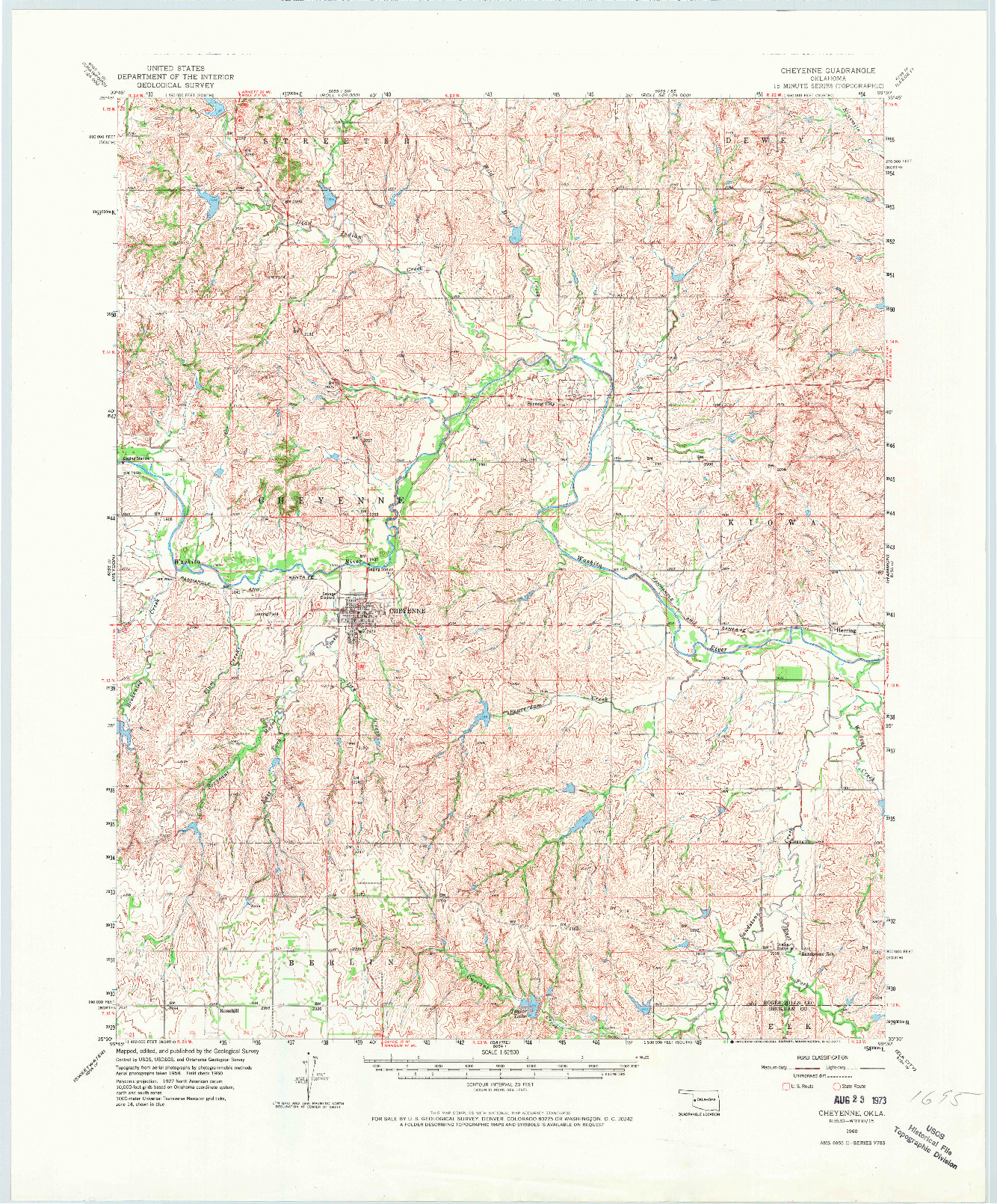 USGS 1:62500-SCALE QUADRANGLE FOR CHEYENNE, OK 1960