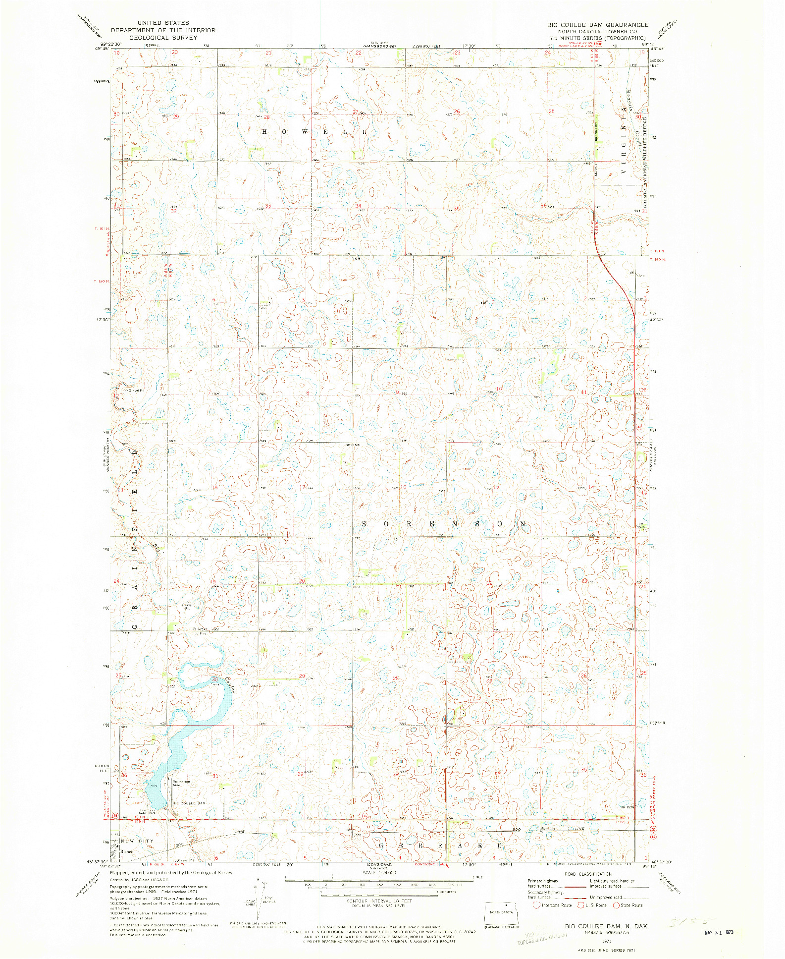 USGS 1:24000-SCALE QUADRANGLE FOR BIG COULEE DAM, ND 1971