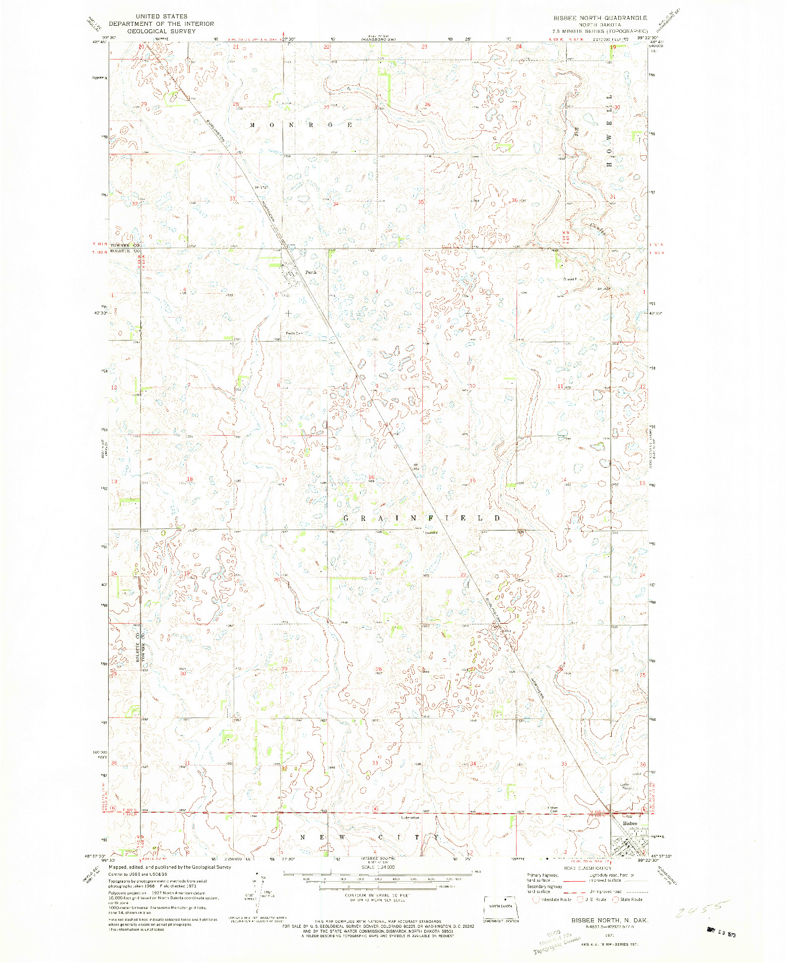 USGS 1:24000-SCALE QUADRANGLE FOR BISBEE NORTH, ND 1971