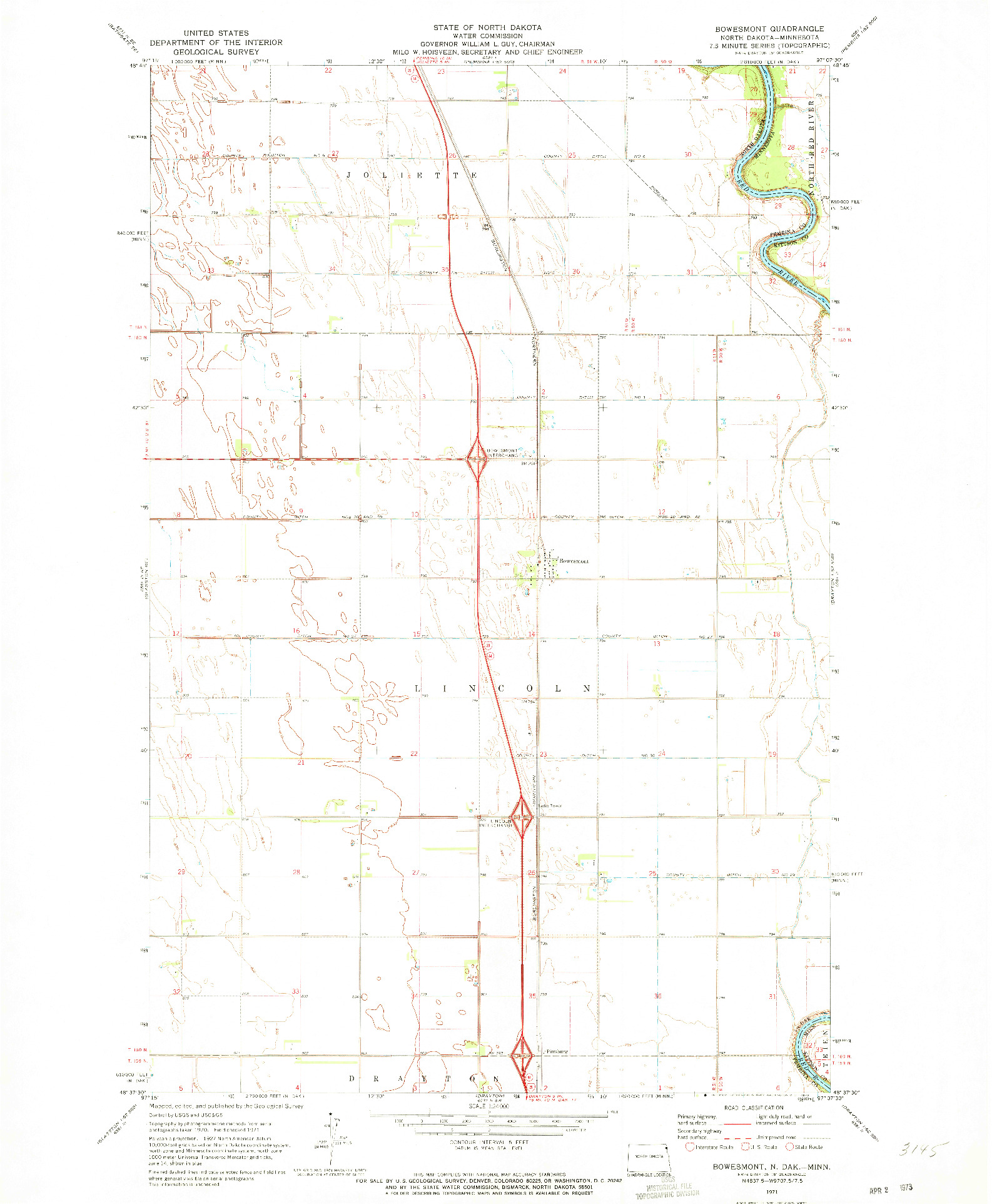 USGS 1:24000-SCALE QUADRANGLE FOR BOWESMONT, ND 1971