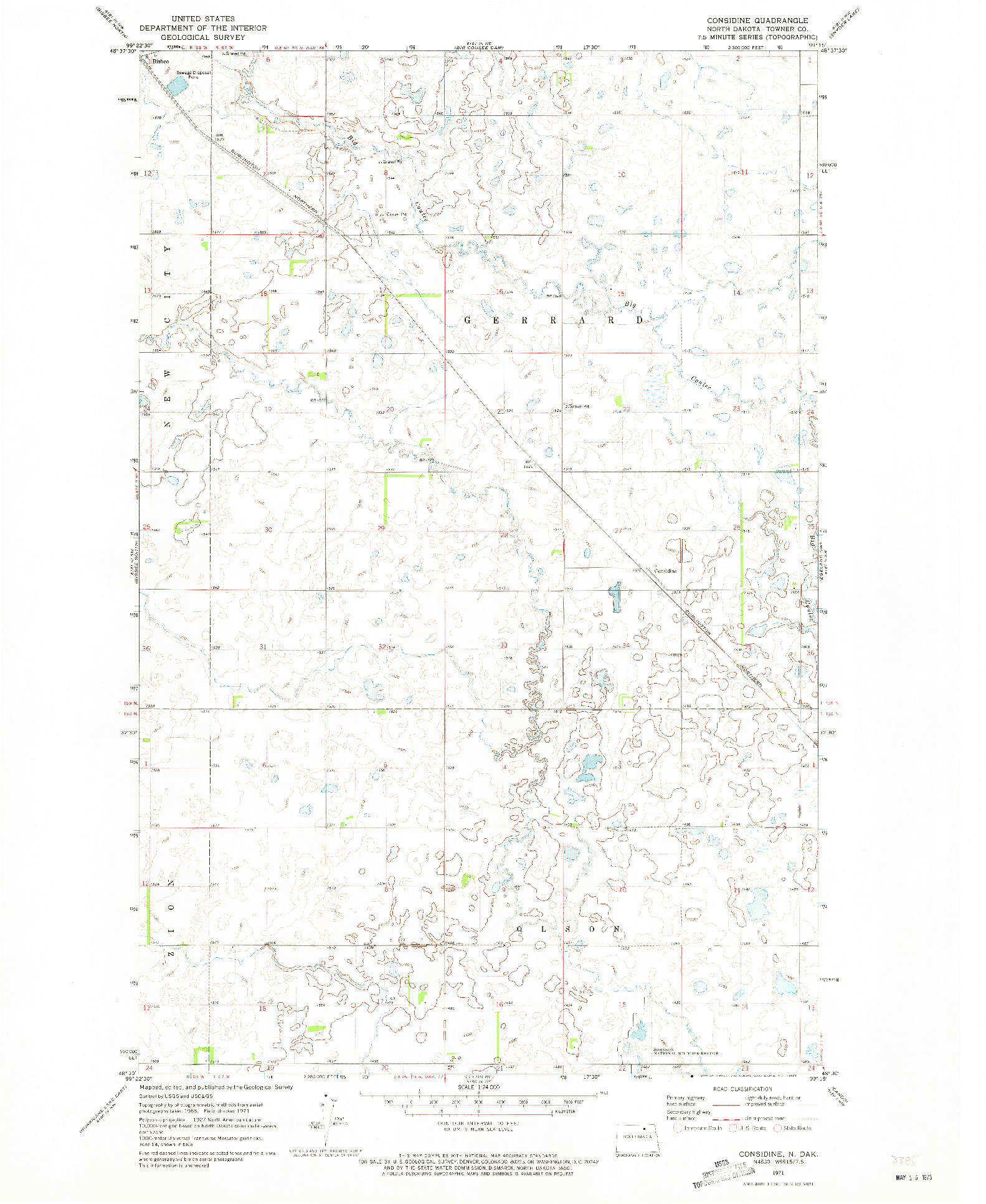 USGS 1:24000-SCALE QUADRANGLE FOR CONSIDINE, ND 1971