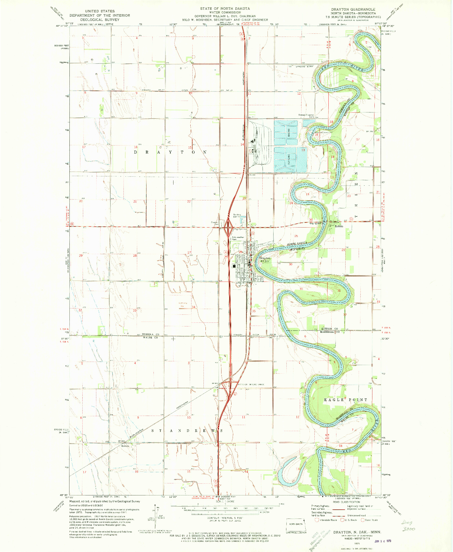 USGS 1:24000-SCALE QUADRANGLE FOR DRAYTON, ND 1971