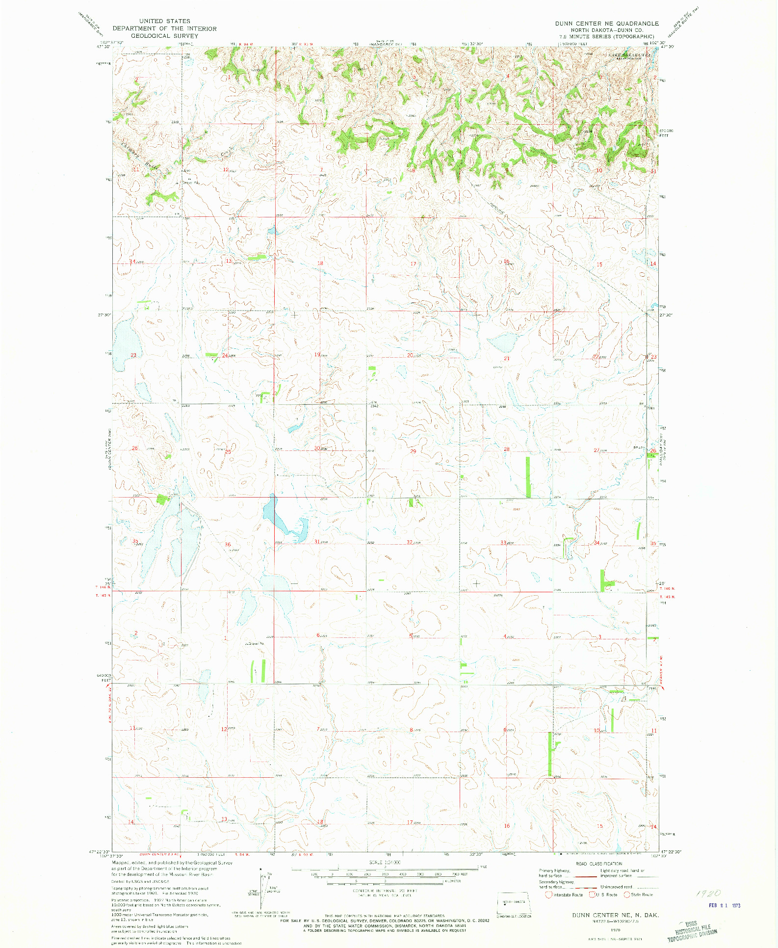 USGS 1:24000-SCALE QUADRANGLE FOR DUNN CENTER NE, ND 1970