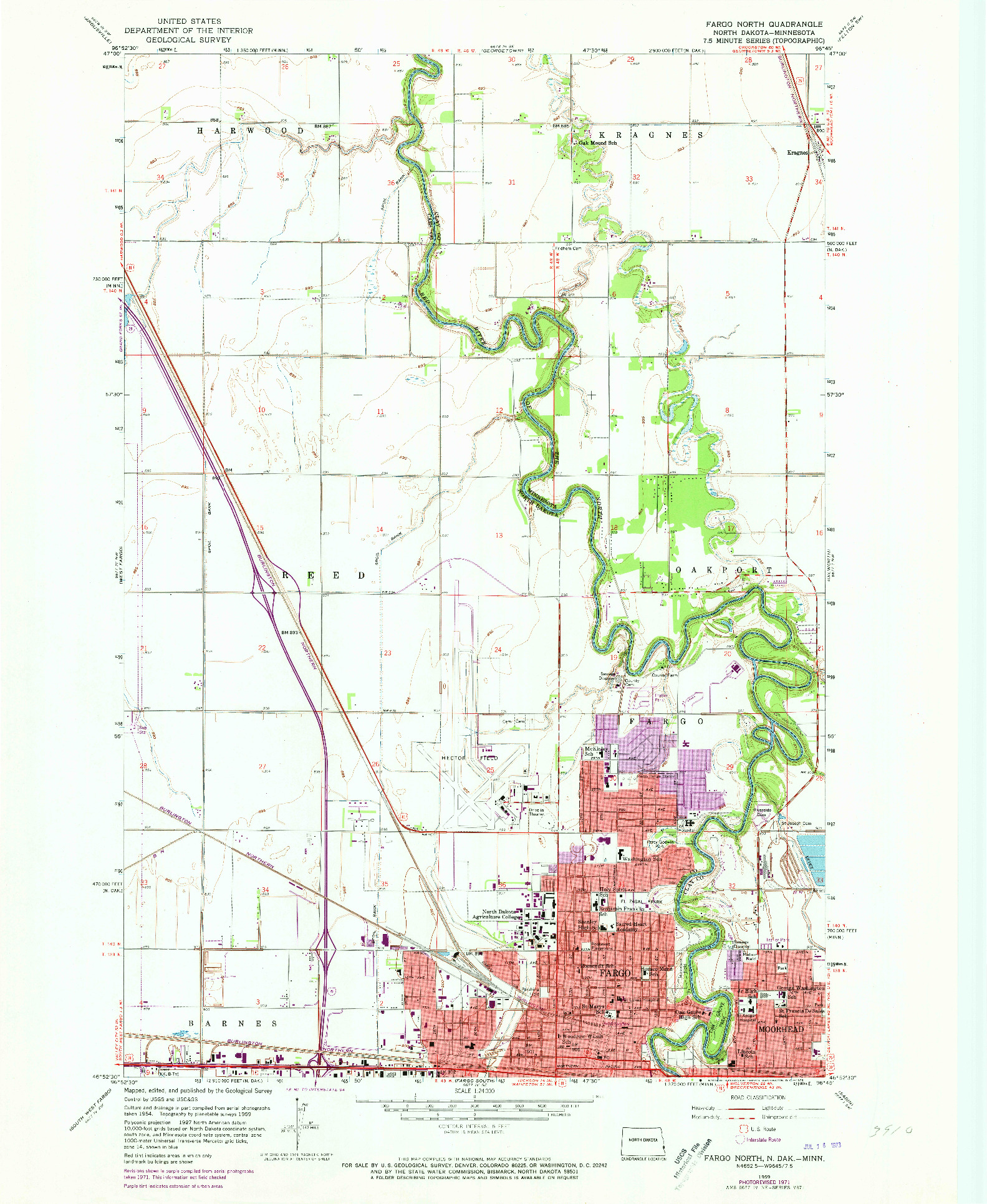 USGS 1:24000-SCALE QUADRANGLE FOR FARGO NORTH, ND 1959