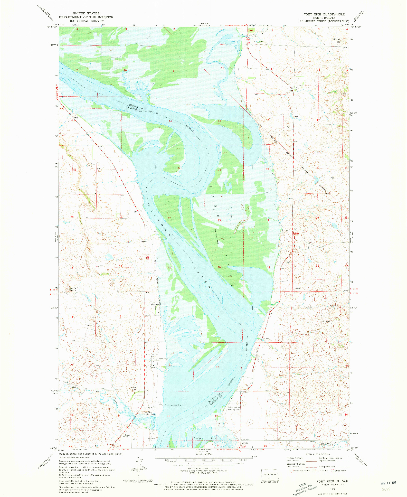 USGS 1:24000-SCALE QUADRANGLE FOR FORT RICE, ND 1971