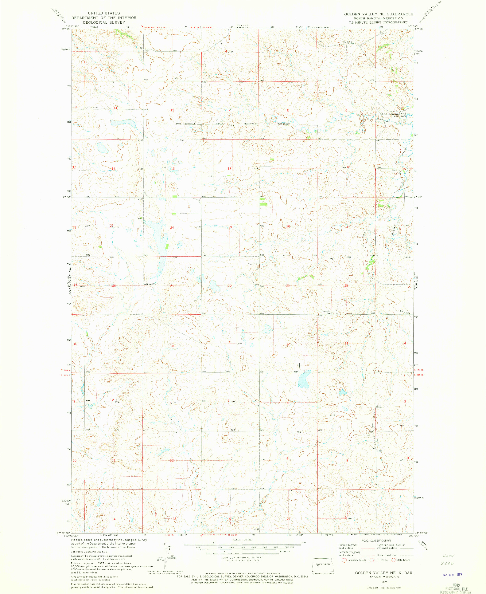 USGS 1:24000-SCALE QUADRANGLE FOR GOLDEN VALLEY NE, ND 1970