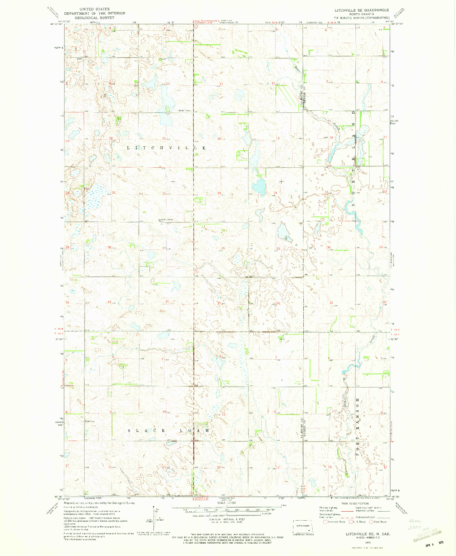 USGS 1:24000-SCALE QUADRANGLE FOR LITCHVILLE SE, ND 1970