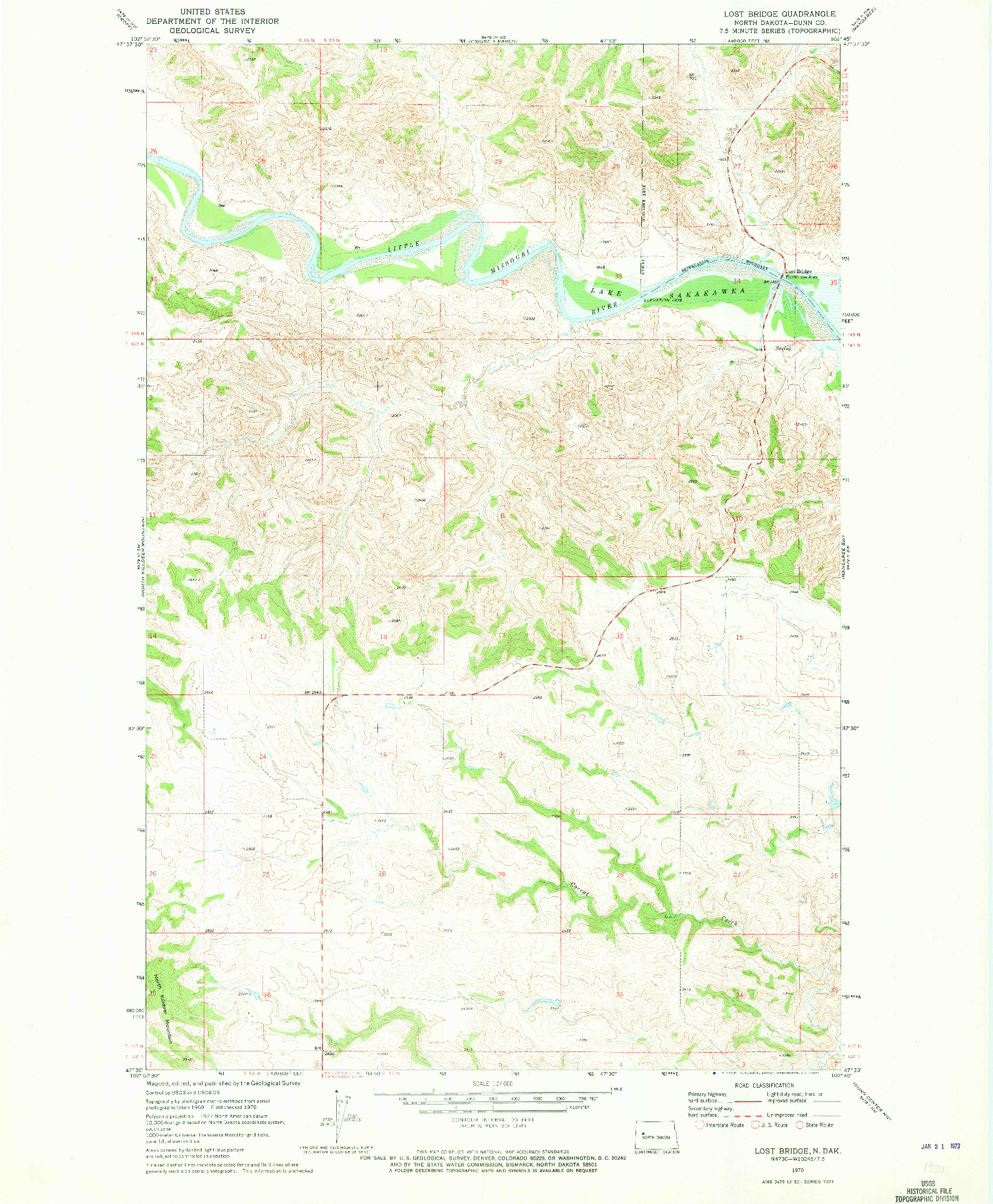 USGS 1:24000-SCALE QUADRANGLE FOR LOST BRIDGE, ND 1970