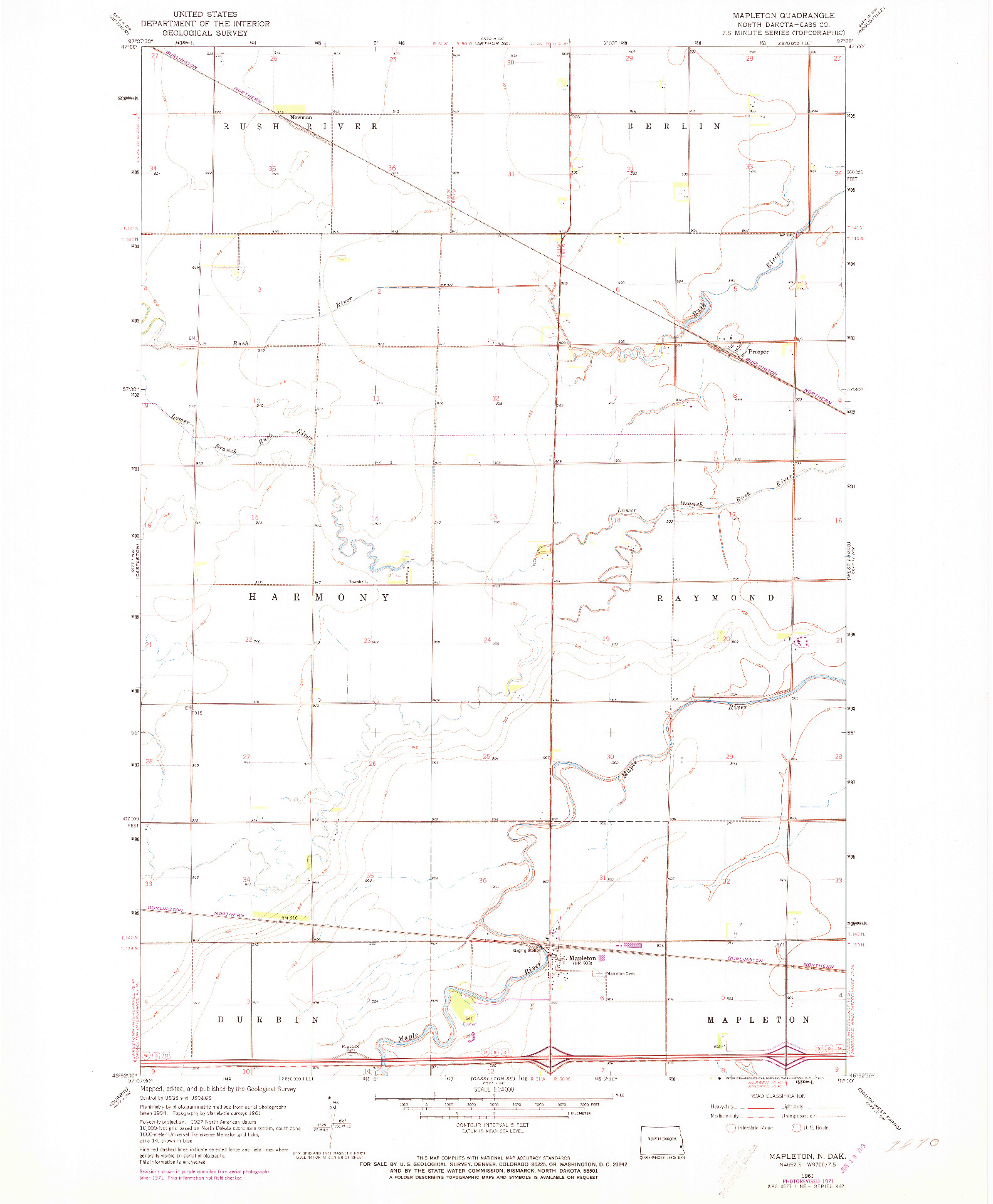 USGS 1:24000-SCALE QUADRANGLE FOR MAPLETON, ND 1961
