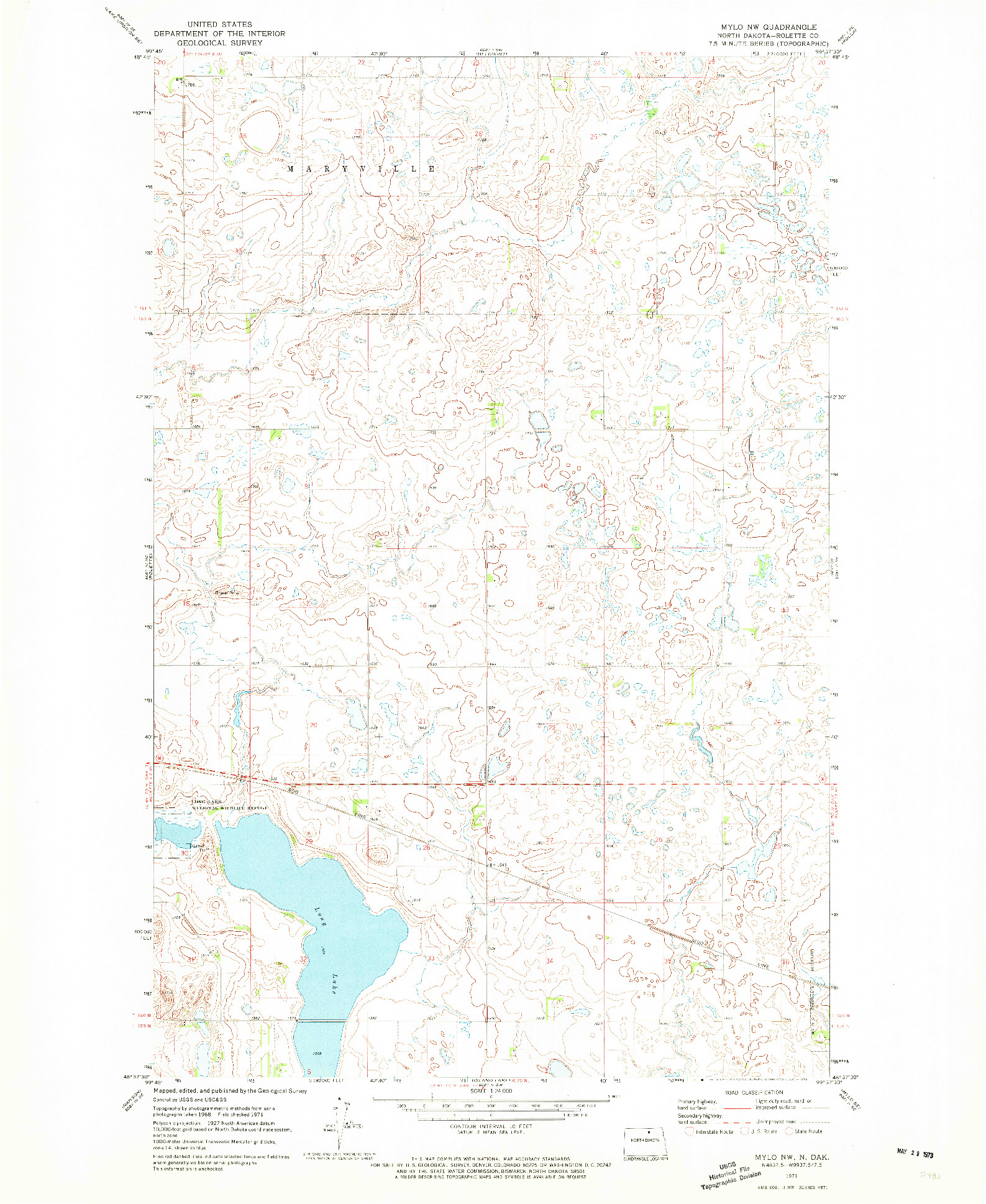 USGS 1:24000-SCALE QUADRANGLE FOR MYLO NW, ND 1971