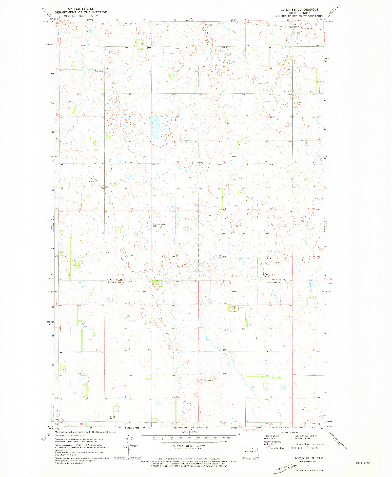 USGS 1:24000-SCALE QUADRANGLE FOR MYLO SE, ND 1971