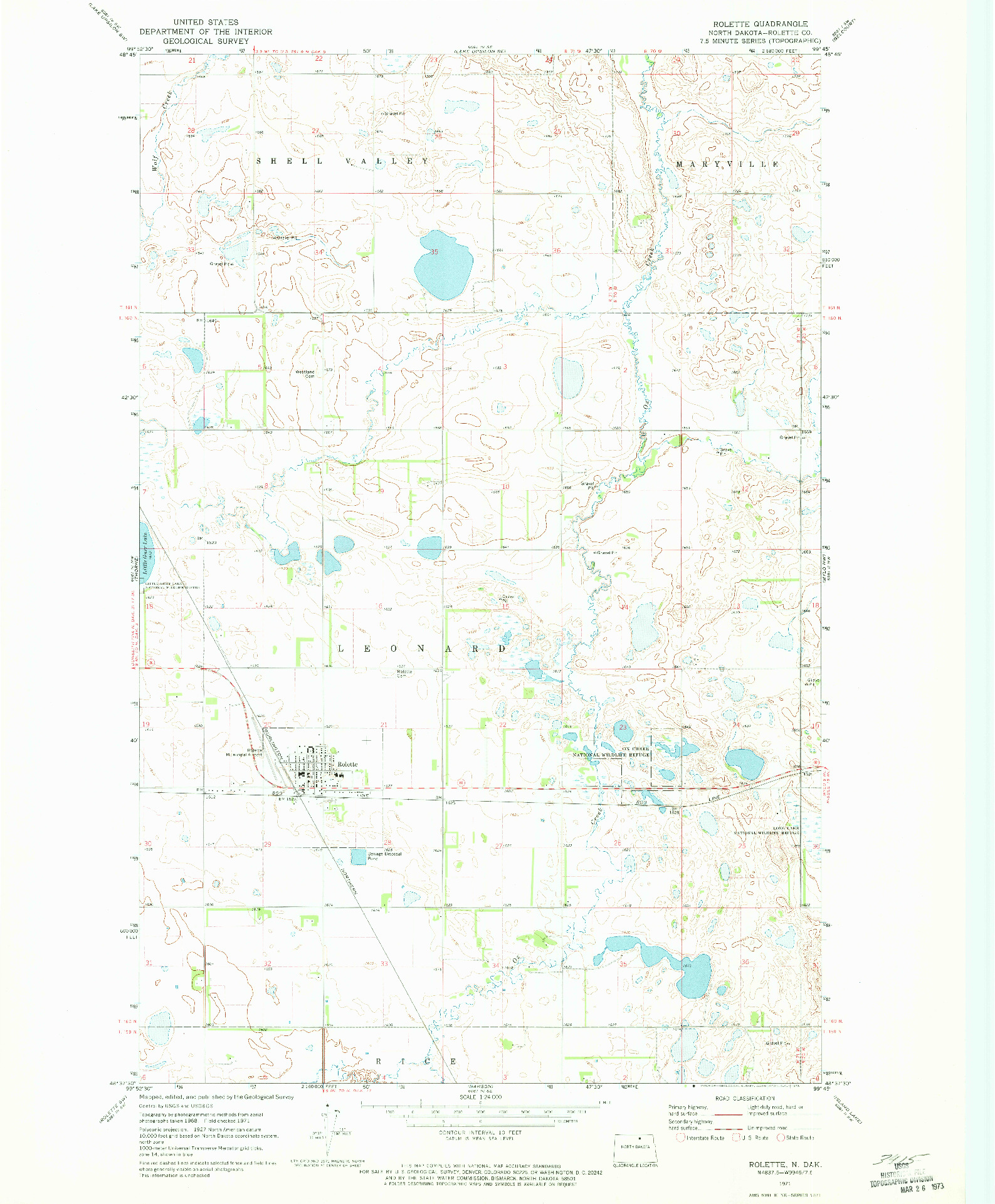 USGS 1:24000-SCALE QUADRANGLE FOR ROLETTE, ND 1971