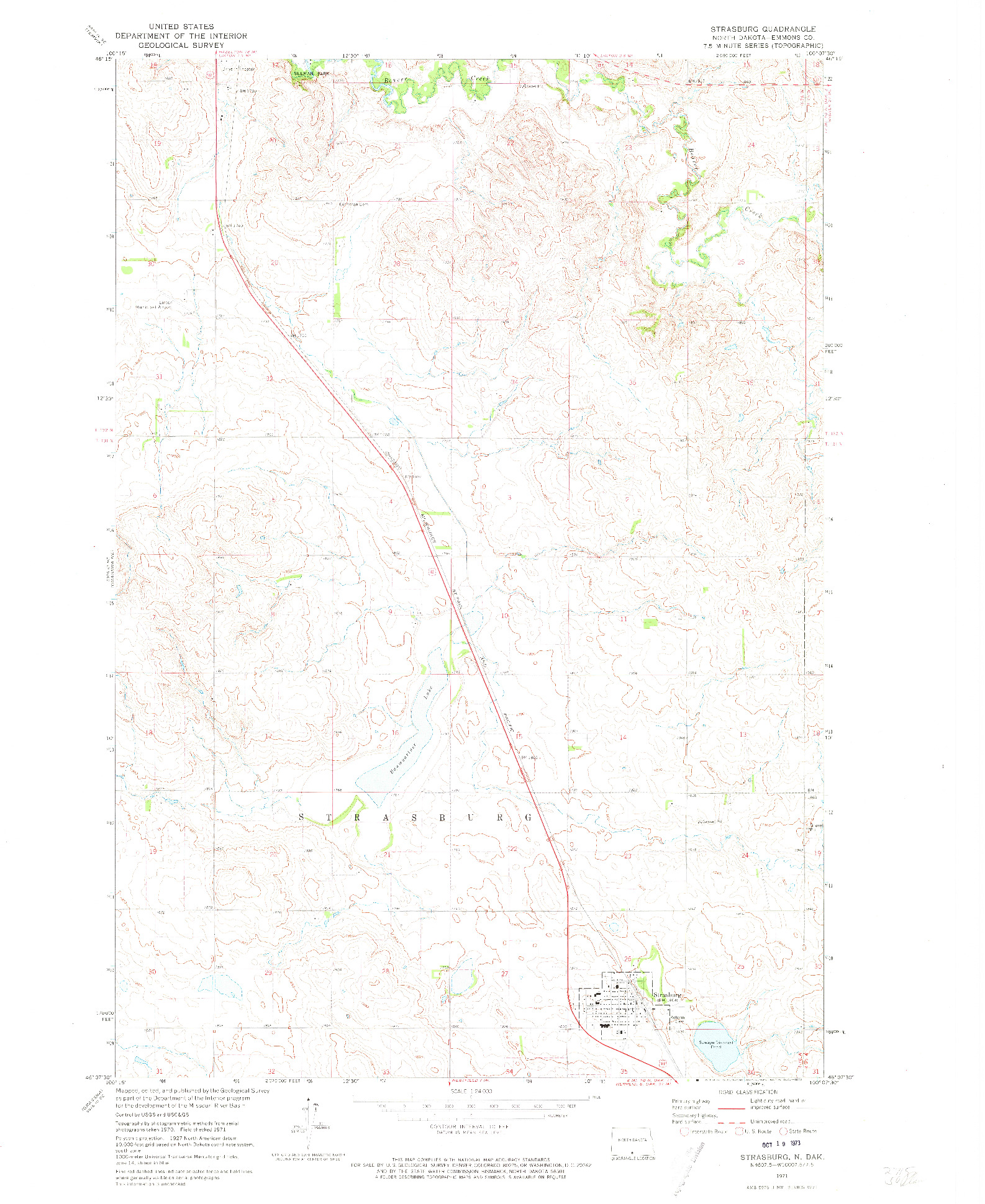 USGS 1:24000-SCALE QUADRANGLE FOR STRASBURG, ND 1971