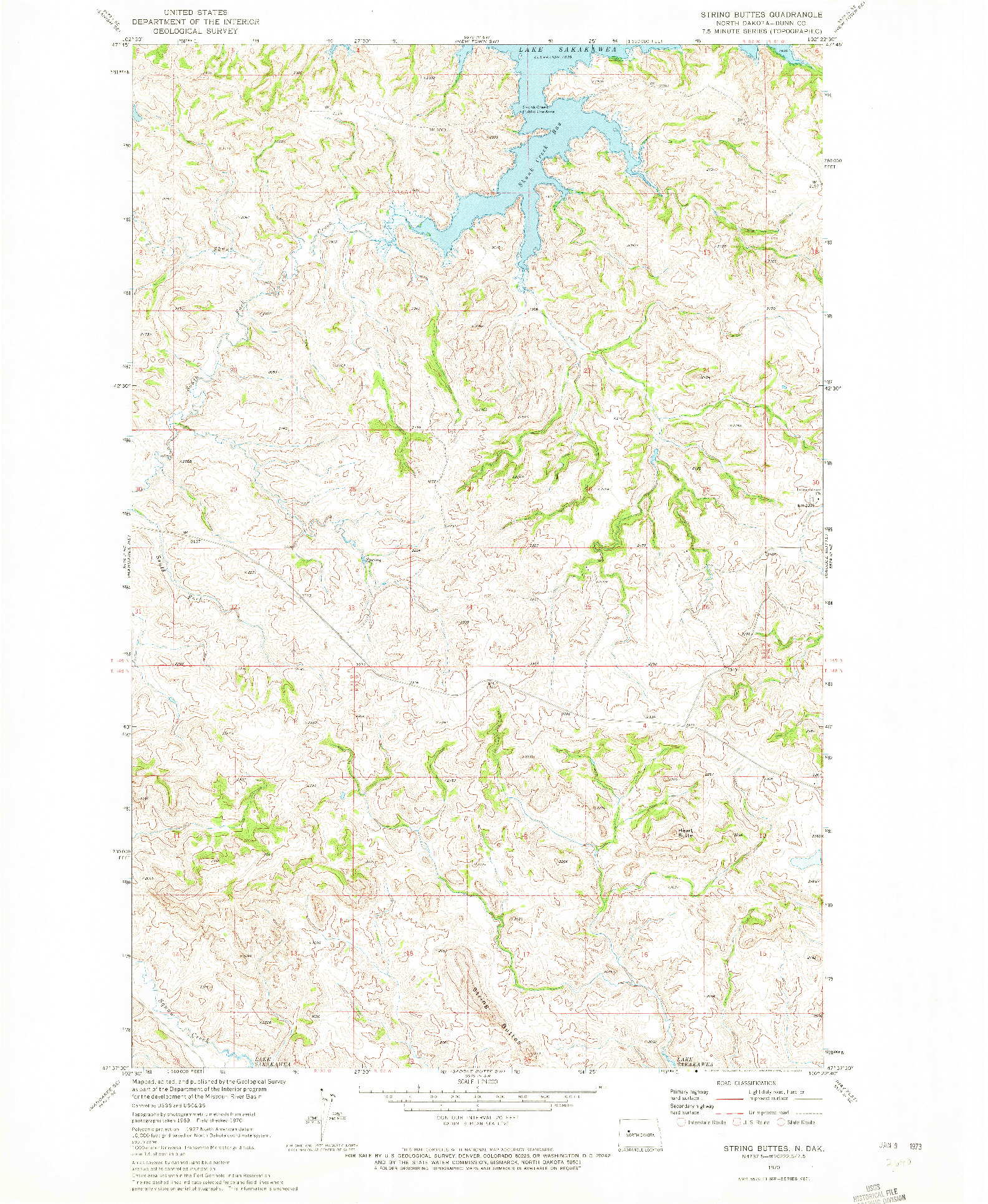 USGS 1:24000-SCALE QUADRANGLE FOR STRING BUTTES, ND 1970