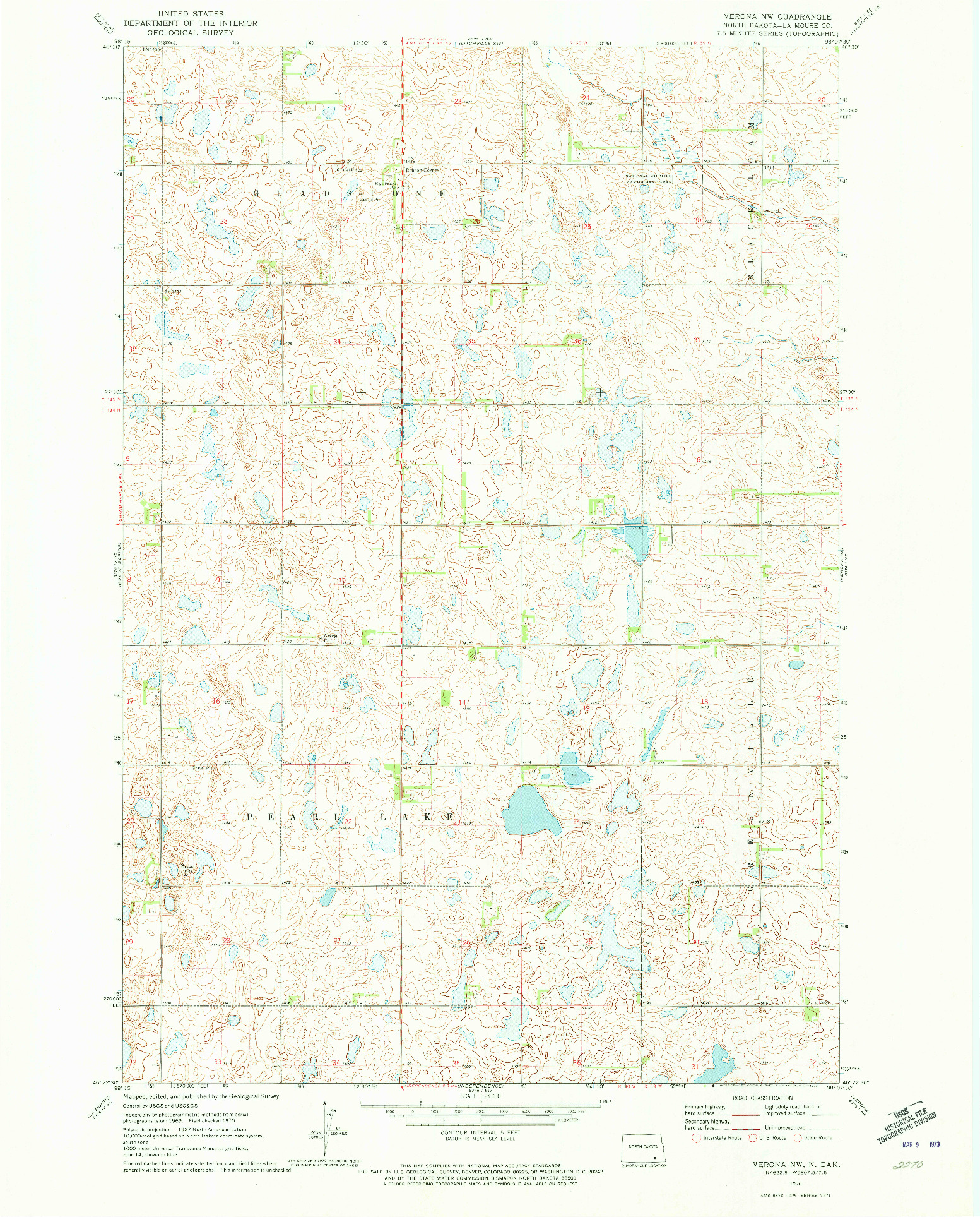 USGS 1:24000-SCALE QUADRANGLE FOR VERONA NW, ND 1970
