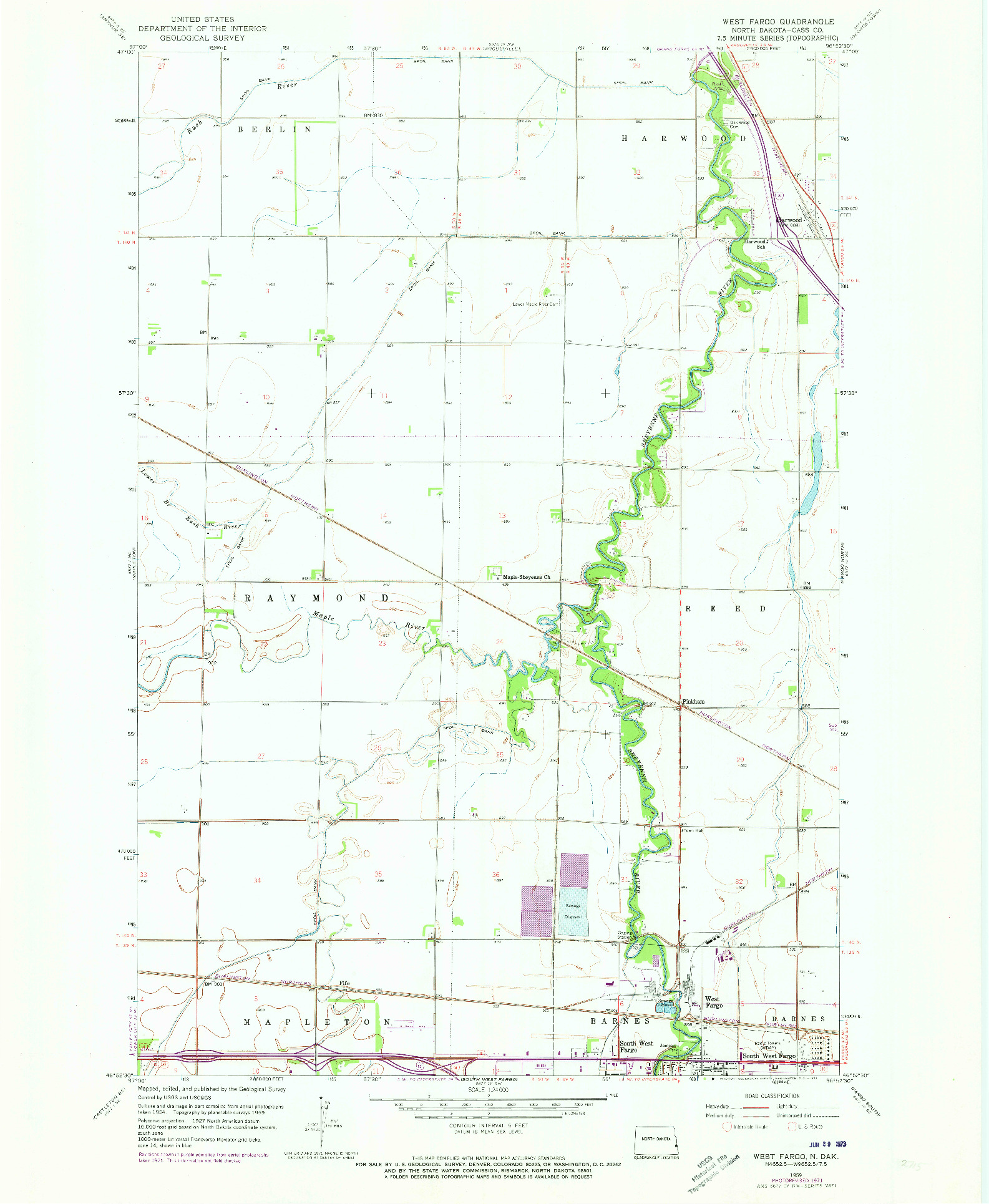 USGS 1:24000-SCALE QUADRANGLE FOR WEST FARGO, ND 1959