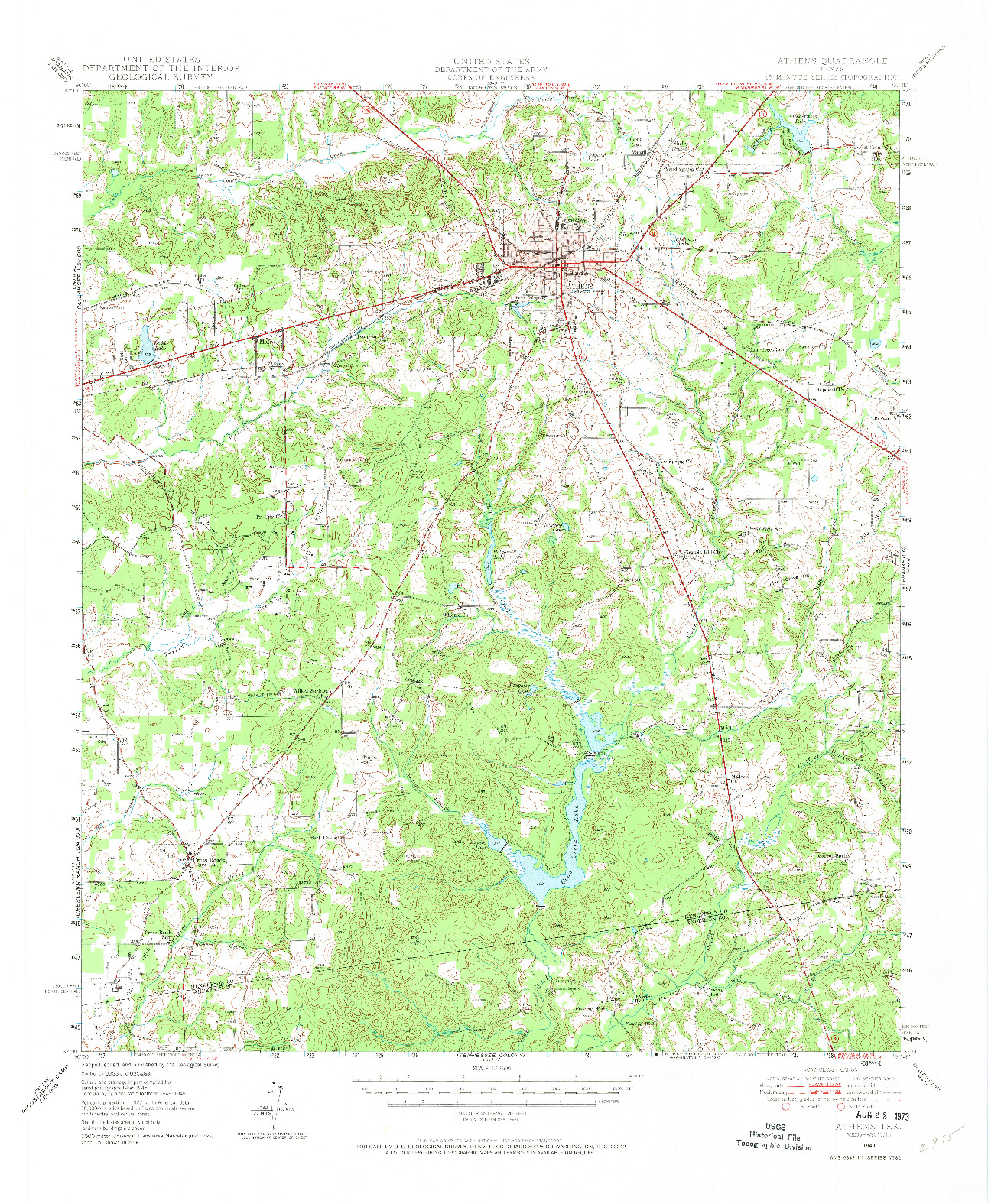 USGS 1:62500-SCALE QUADRANGLE FOR ATHENS, TX 1949