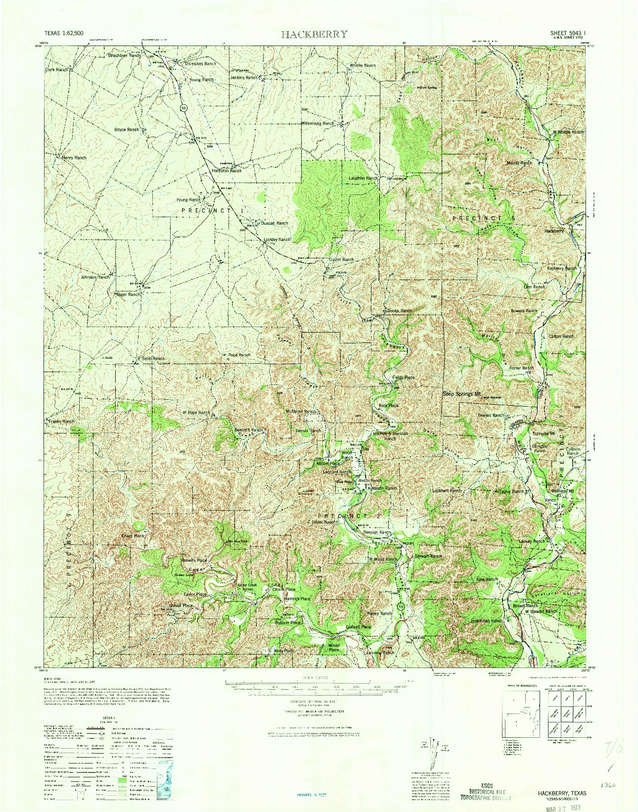 USGS 1:62500-SCALE QUADRANGLE FOR HACKBERRY, TX 1947
