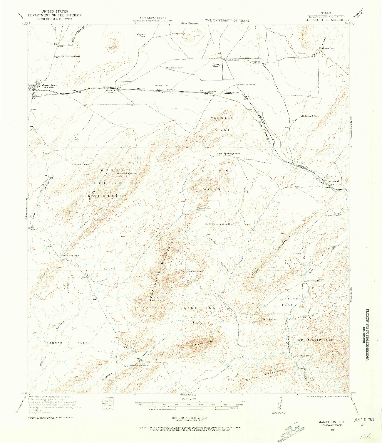 USGS 1:62500-SCALE QUADRANGLE FOR MARATHON, TX 1920