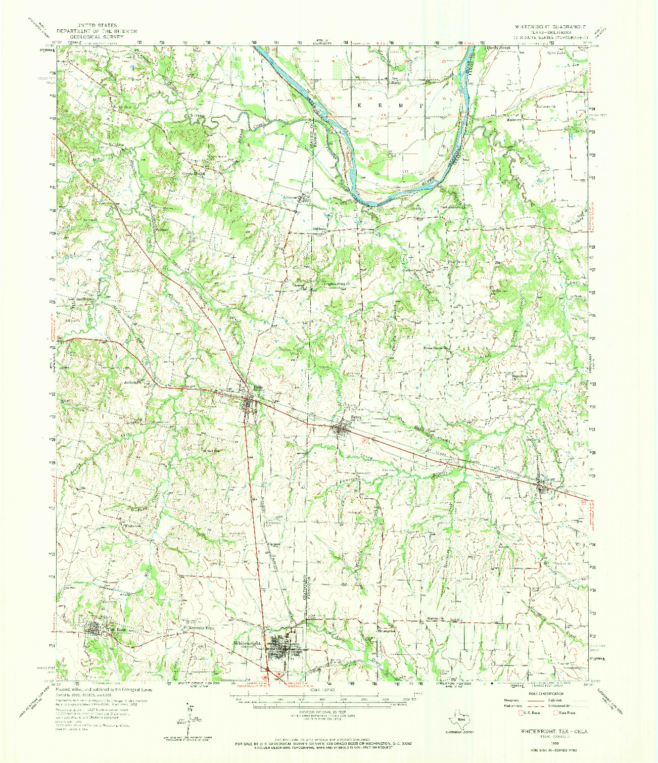 USGS 1:62500-SCALE QUADRANGLE FOR WHITESRIGHT, TX 1958