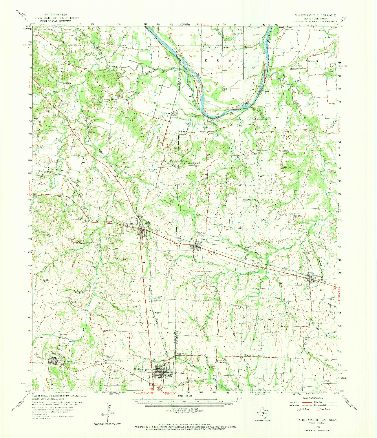 USGS 1:62500-SCALE QUADRANGLE FOR WHITESRIGHT, TX 1958