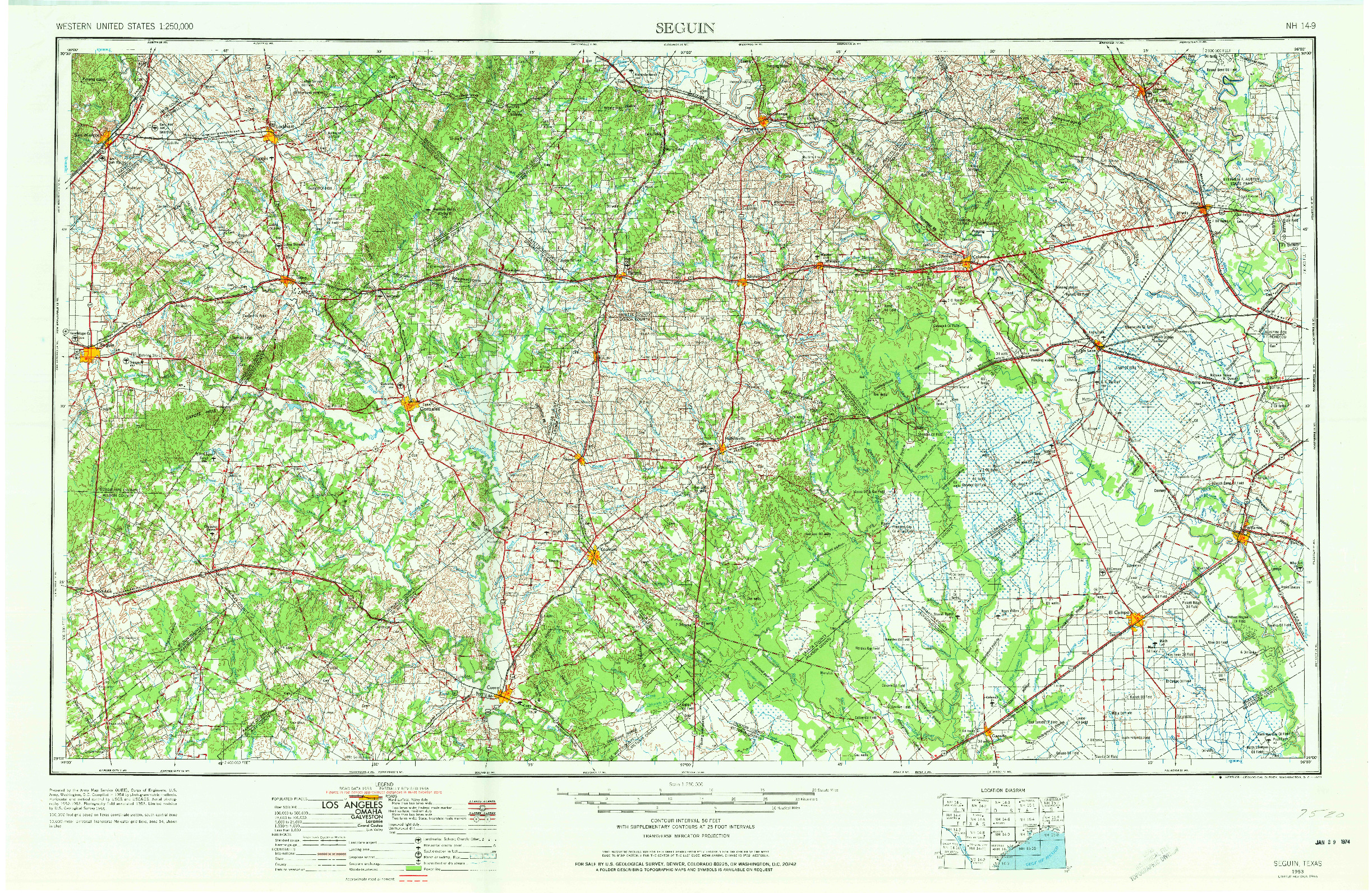 USGS 1:250000-SCALE QUADRANGLE FOR SEGUIN, TX 1953