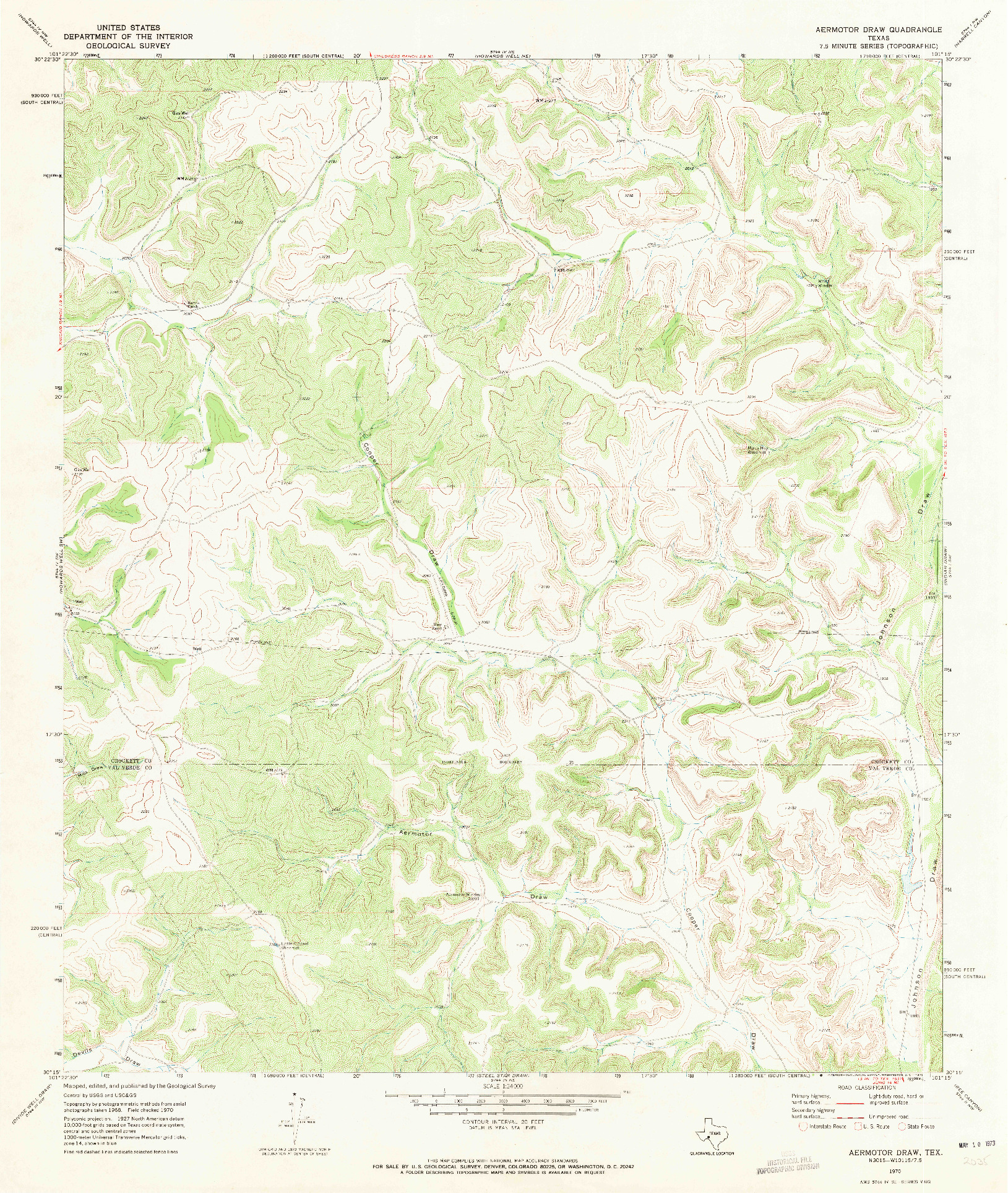 USGS 1:24000-SCALE QUADRANGLE FOR AERMOTOR DRAW, TX 1970