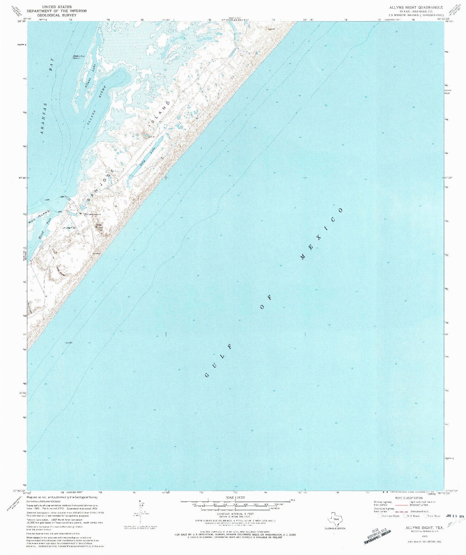 USGS 1:24000-SCALE QUADRANGLE FOR ALLYNS BIGHT, TX 1970