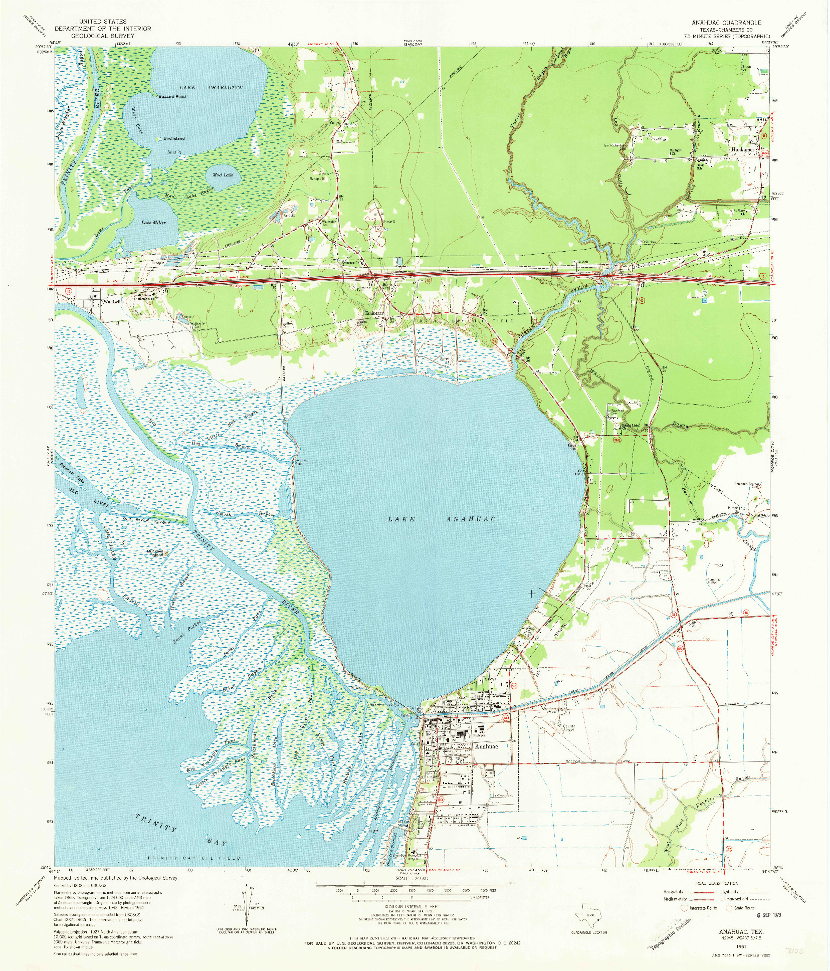 USGS 1:24000-SCALE QUADRANGLE FOR ANAHUAC, TX 1961