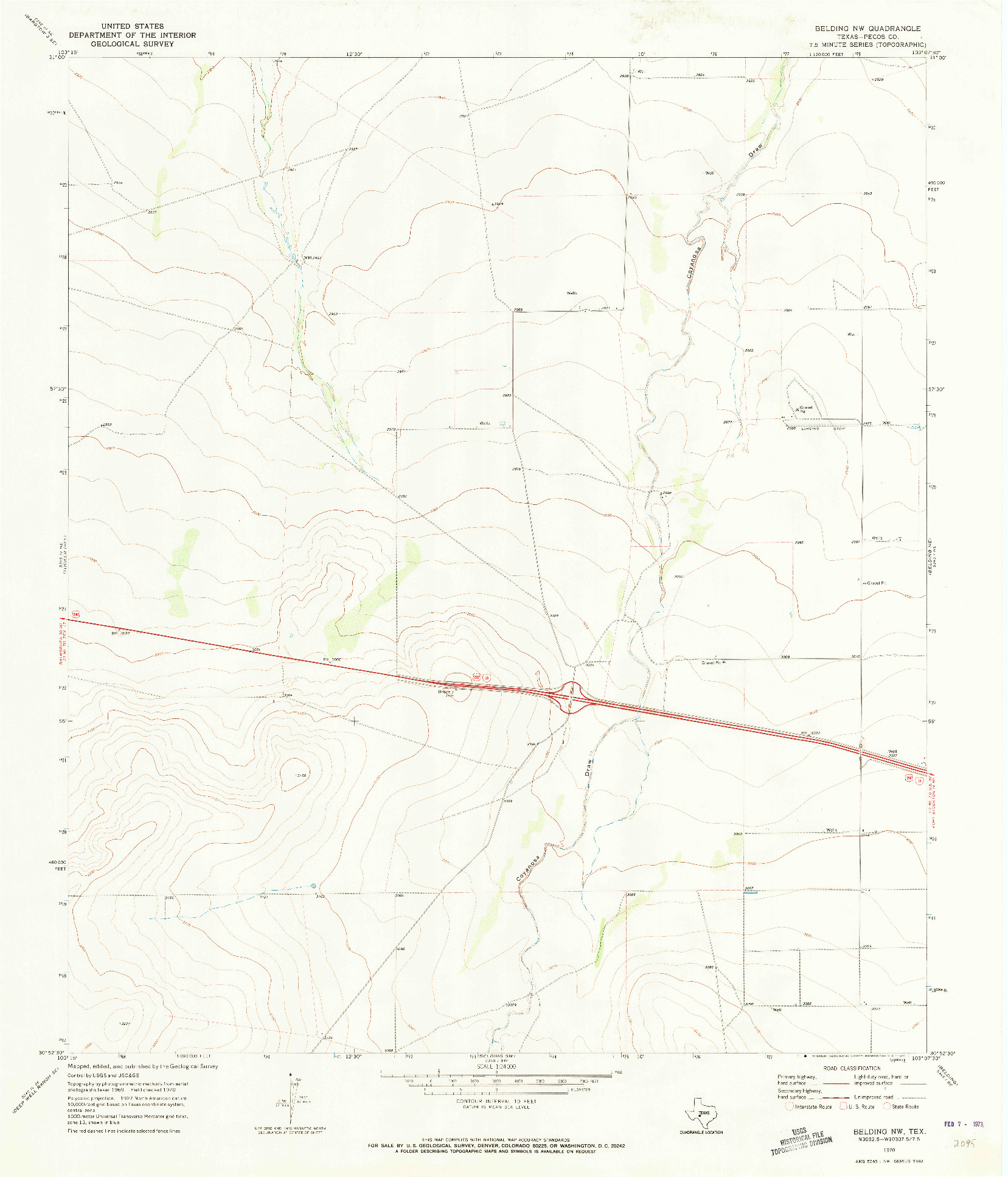 USGS 1:24000-SCALE QUADRANGLE FOR BELDING NW, TX 1970