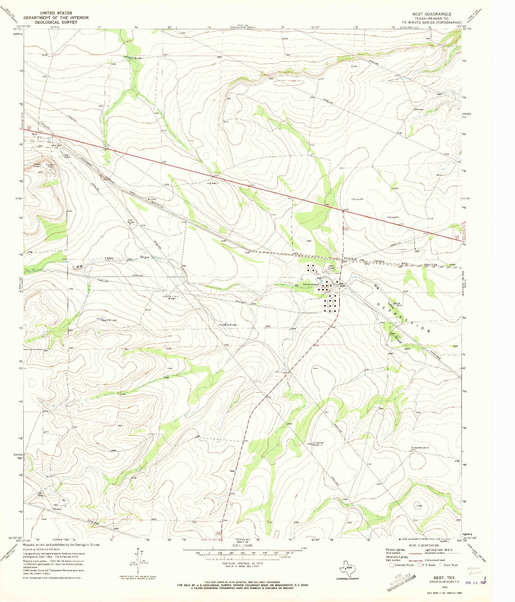 USGS 1:24000-SCALE QUADRANGLE FOR BEST, TX 1970