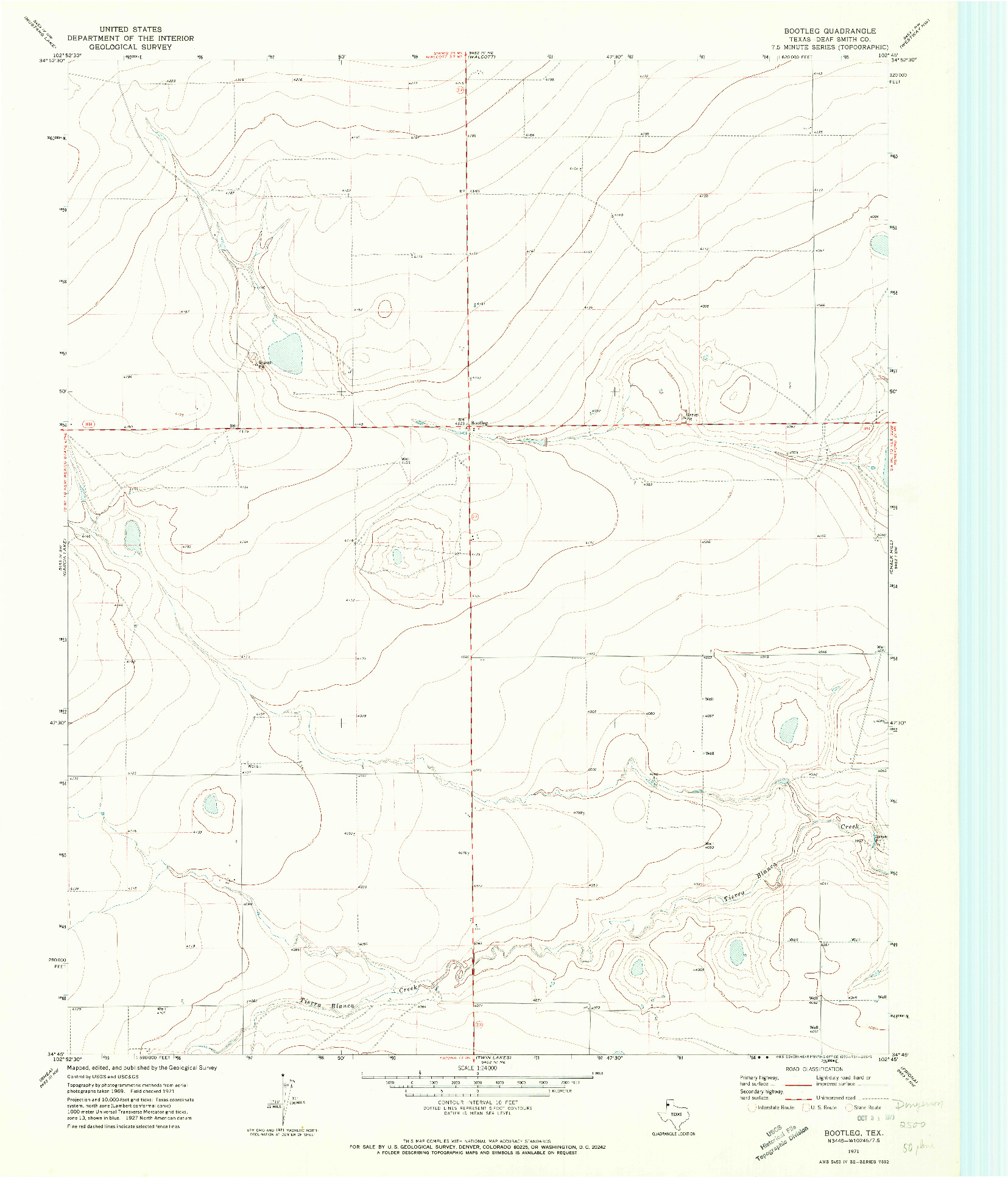USGS 1:24000-SCALE QUADRANGLE FOR BOOTLEG, TX 1971