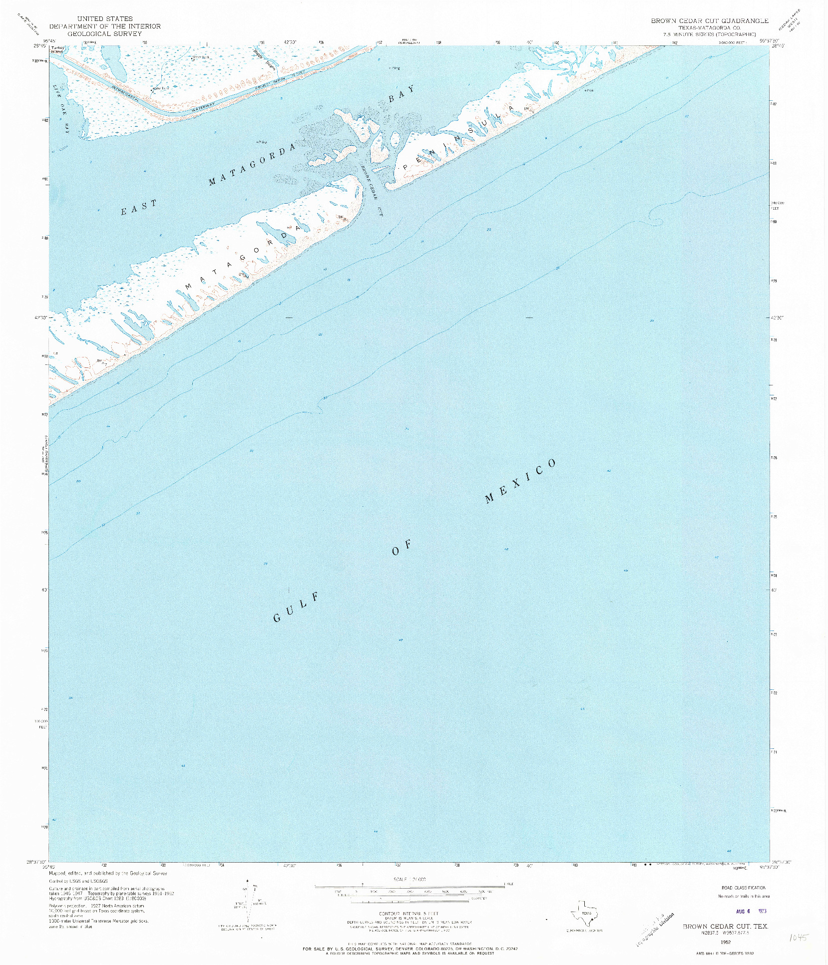 USGS 1:24000-SCALE QUADRANGLE FOR BROWN CEDAR CUT, TX 1952