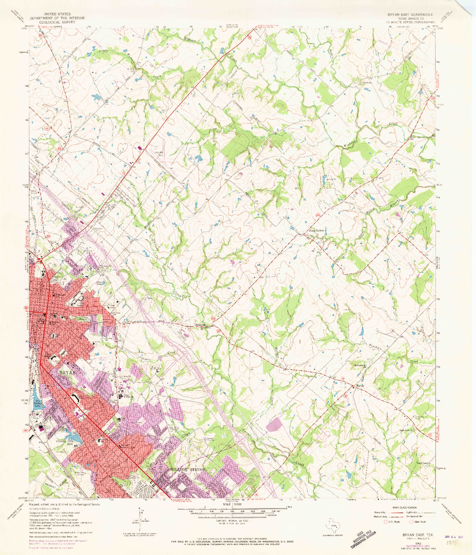 USGS 1:24000-SCALE QUADRANGLE FOR BRYAN EAST, TX 1962