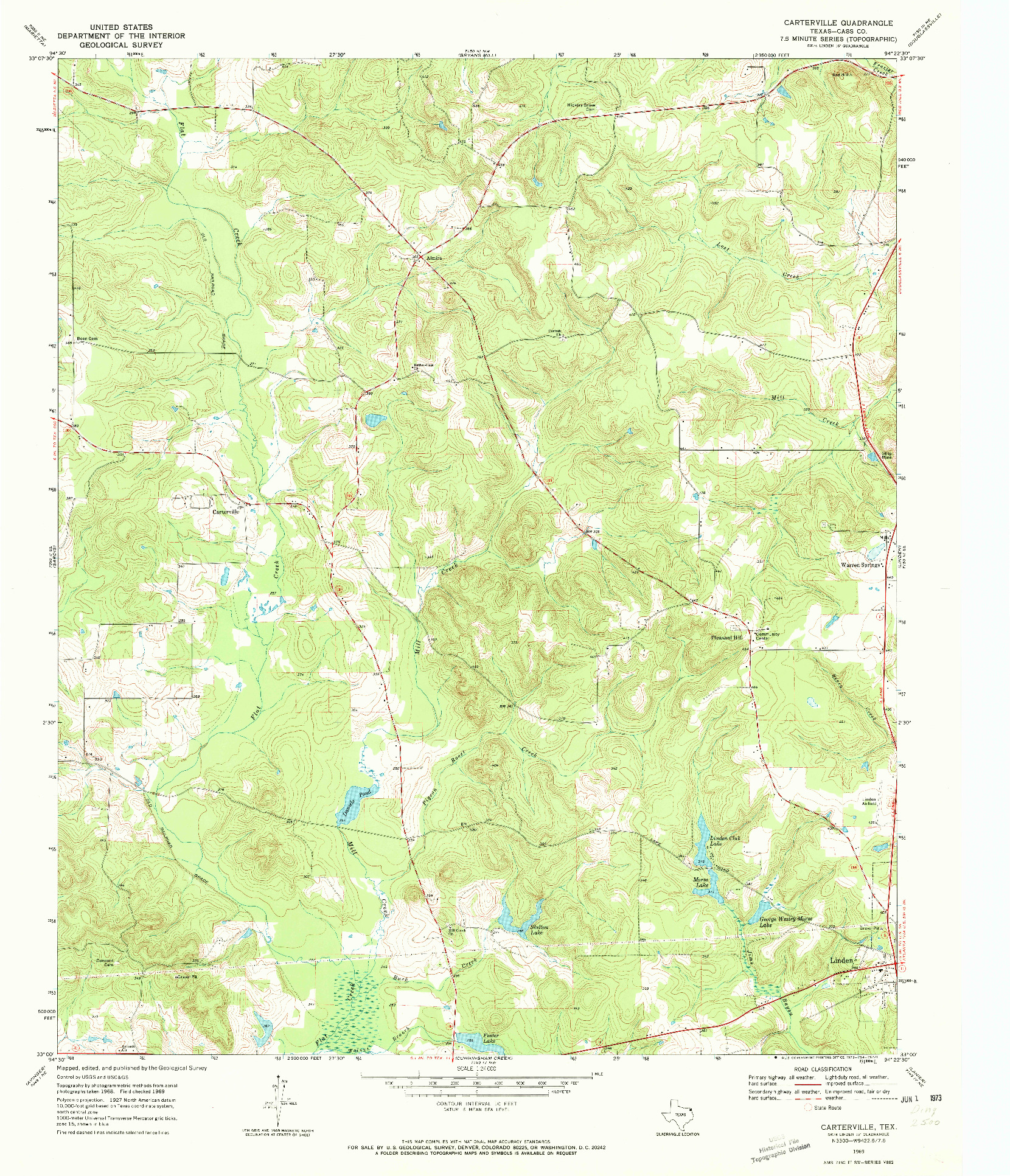 USGS 1:24000-SCALE QUADRANGLE FOR CARTERVILLE, TX 1969