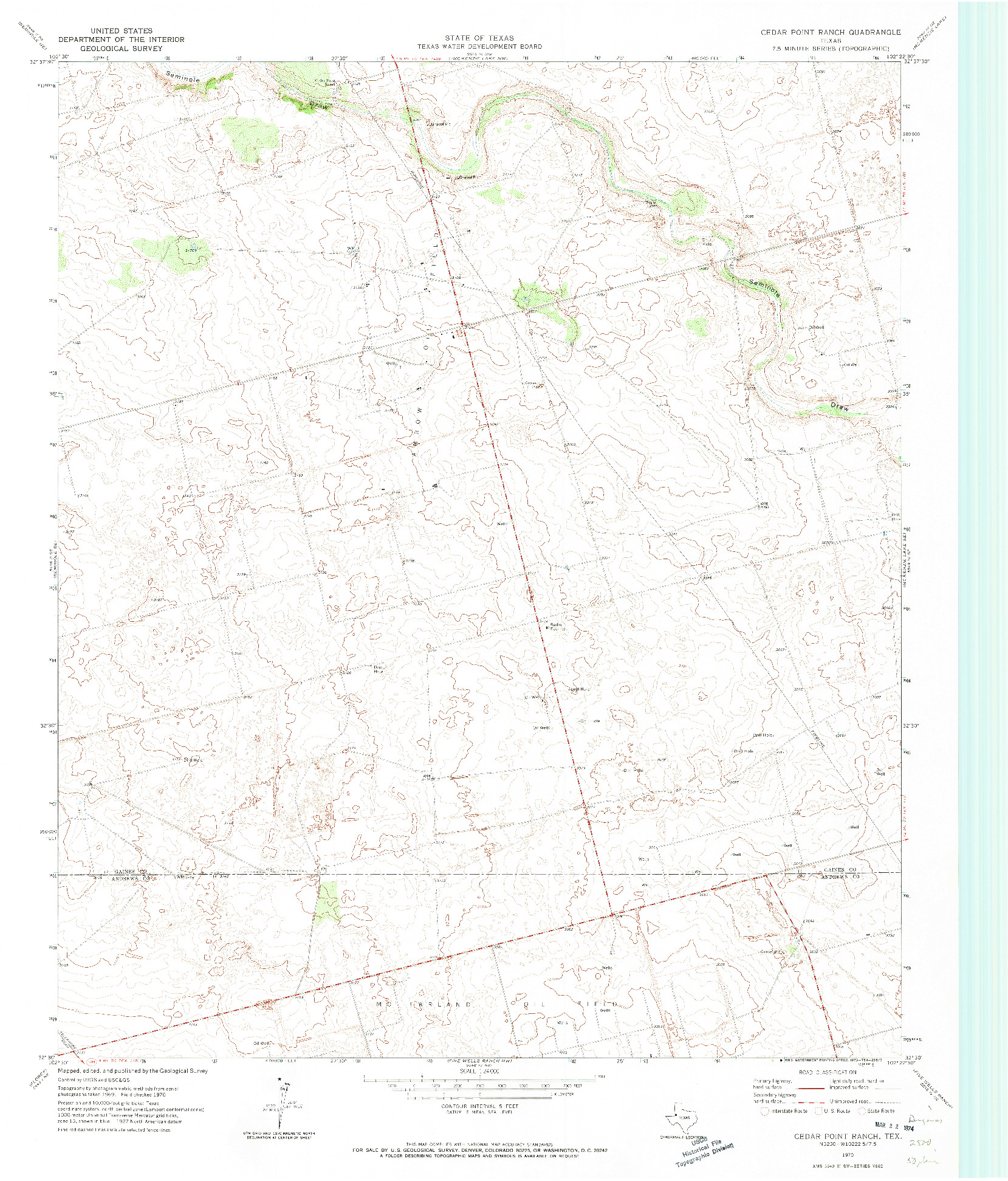 USGS 1:24000-SCALE QUADRANGLE FOR CEDAR POINT RANCH, TX 1970