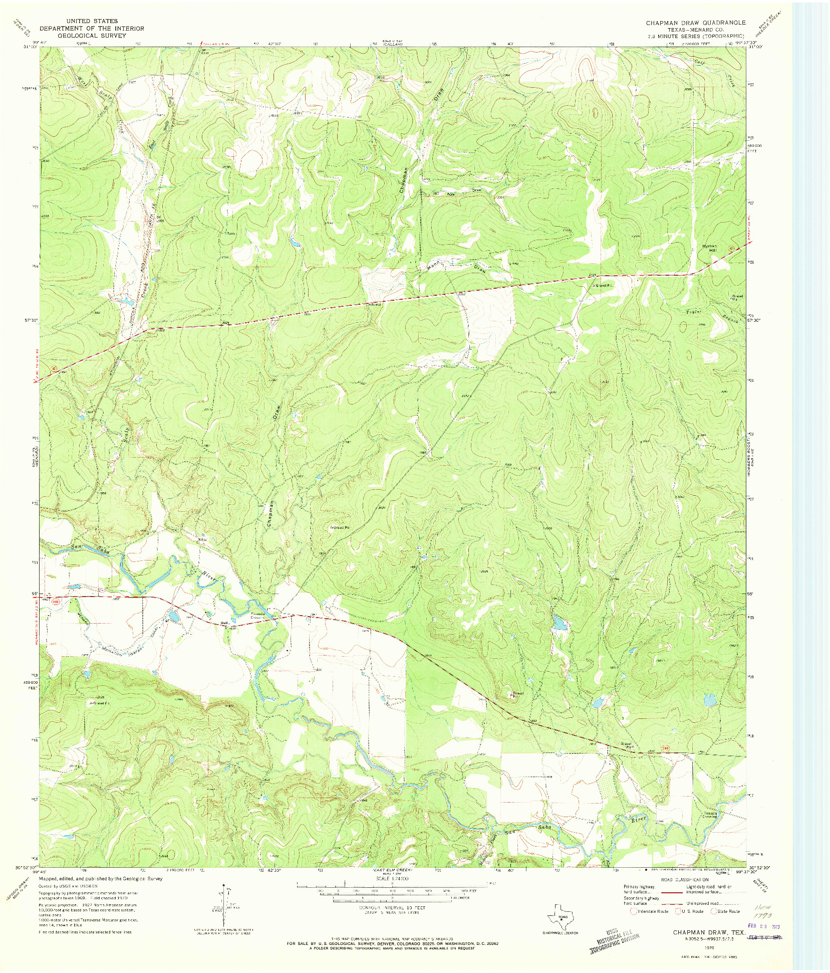 USGS 1:24000-SCALE QUADRANGLE FOR CHAPMAN DRAW, TX 1970