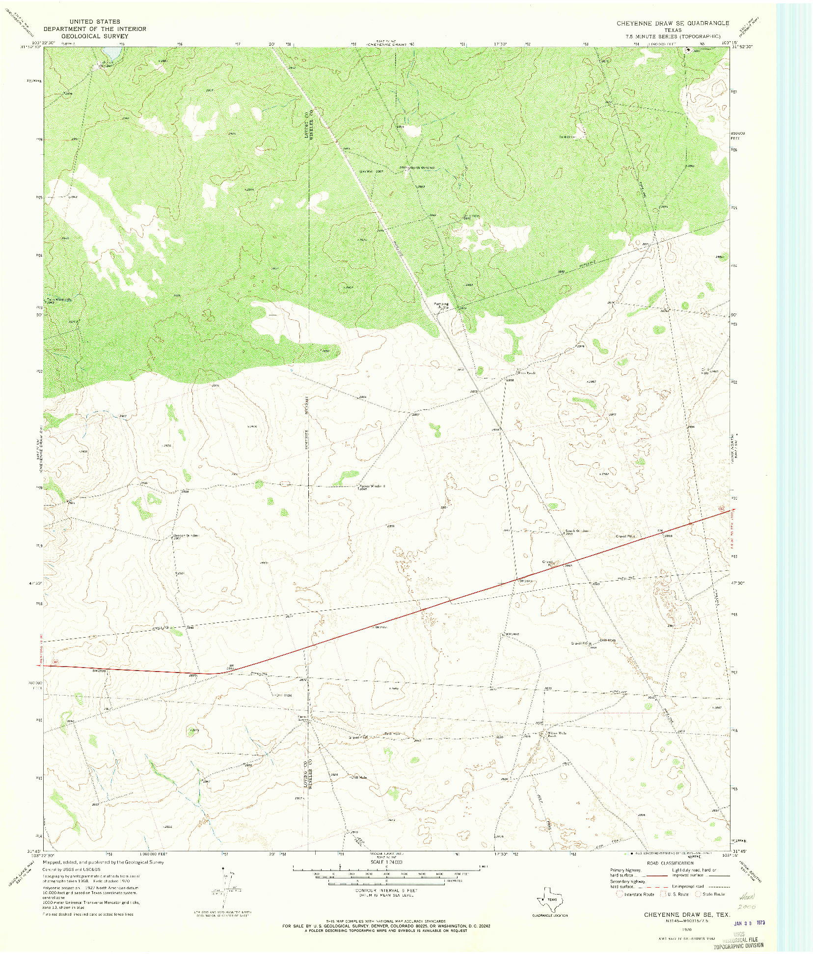 USGS 1:24000-SCALE QUADRANGLE FOR CHEYENNE DRAW SE, TX 1970