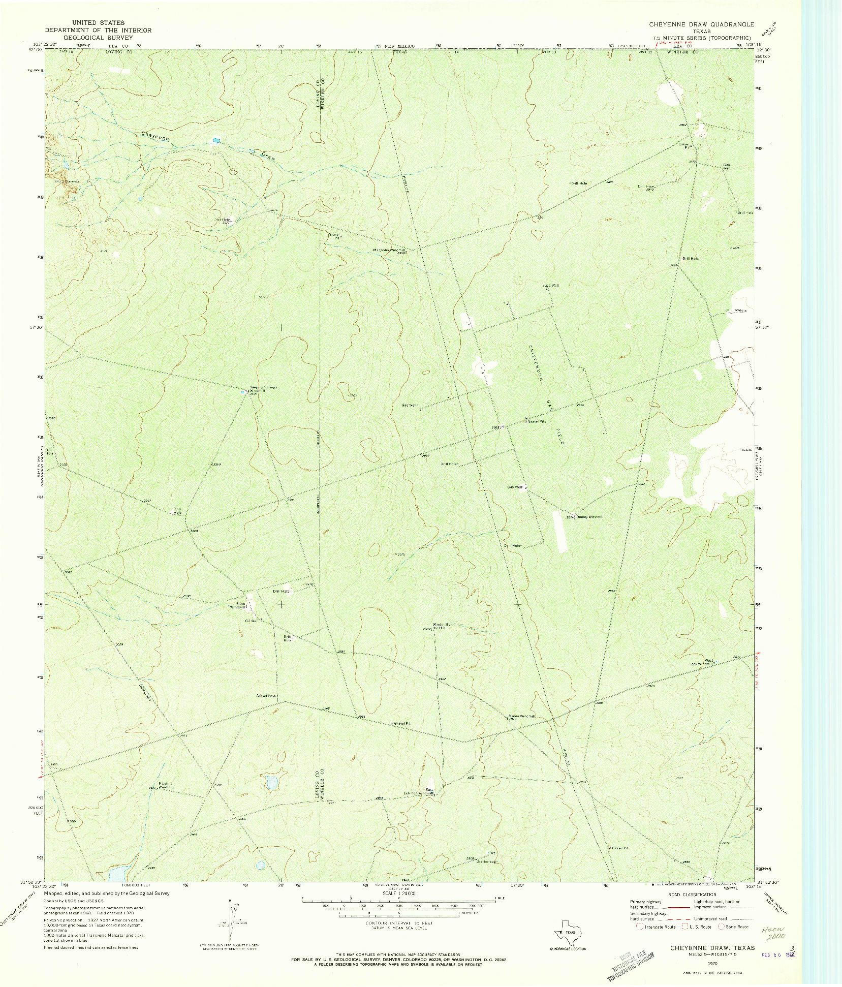 USGS 1:24000-SCALE QUADRANGLE FOR CHEYENNE DRAW, TX 1970