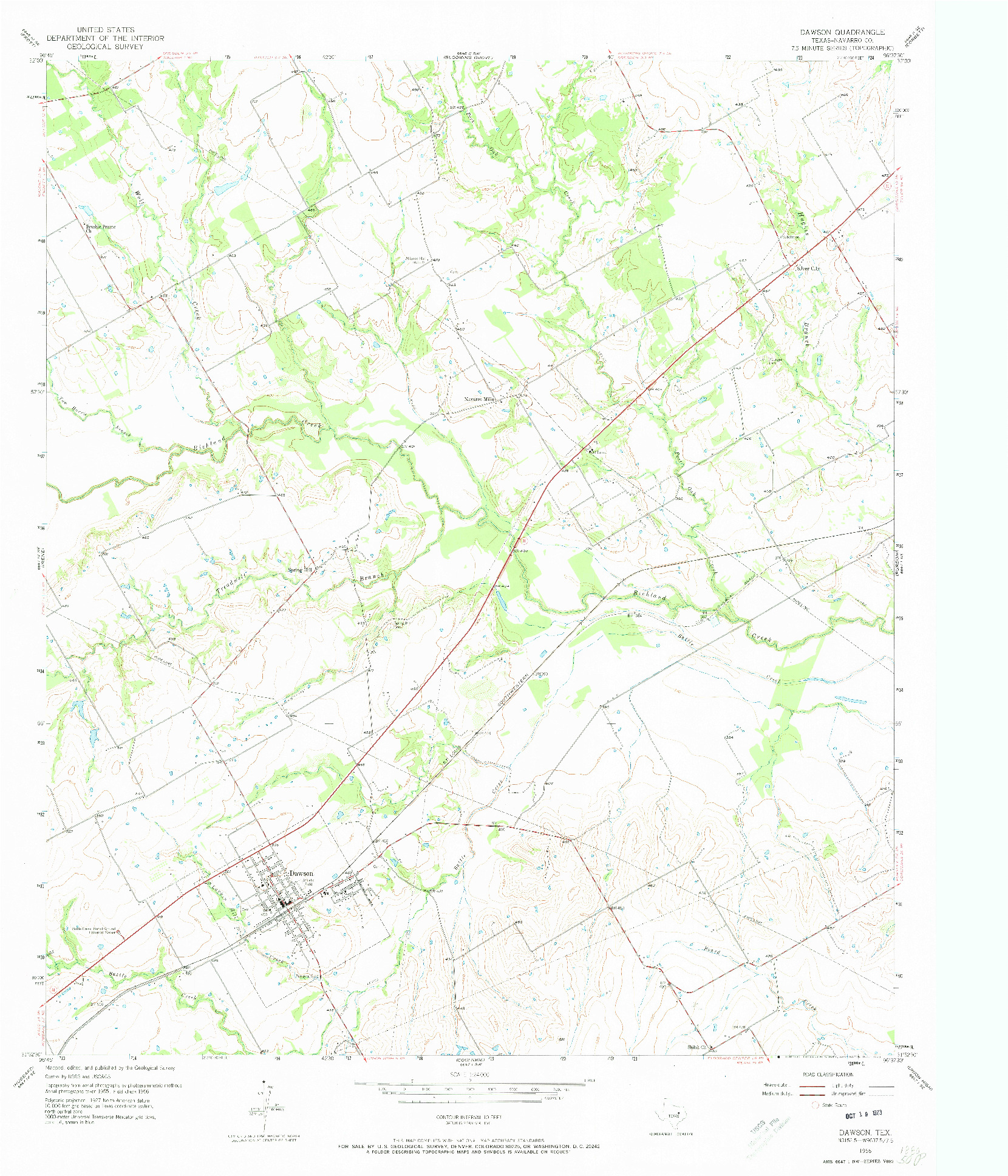 USGS 1:24000-SCALE QUADRANGLE FOR DAWSON, TX 1956