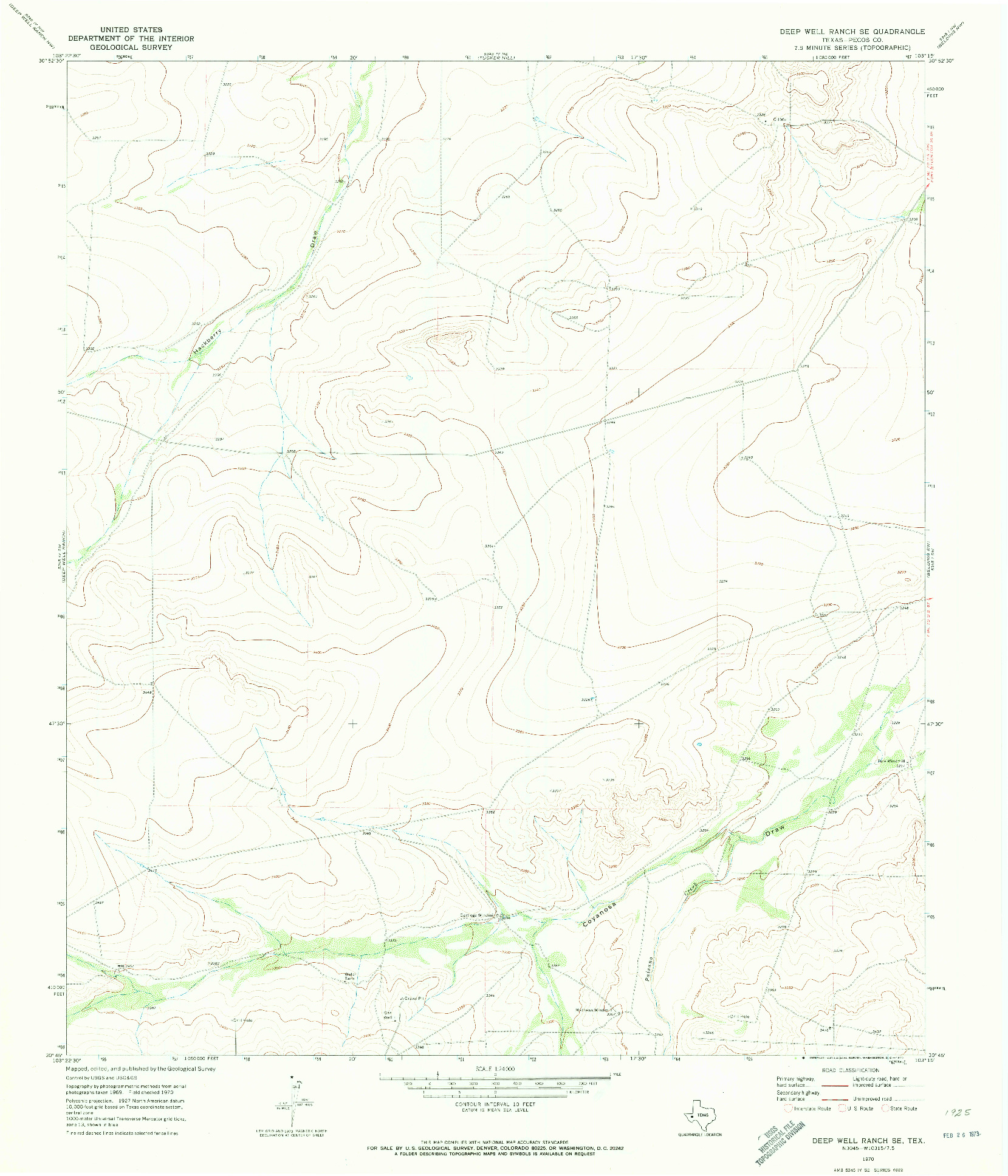 USGS 1:24000-SCALE QUADRANGLE FOR DEEP WELL RANCH SE, TX 1970